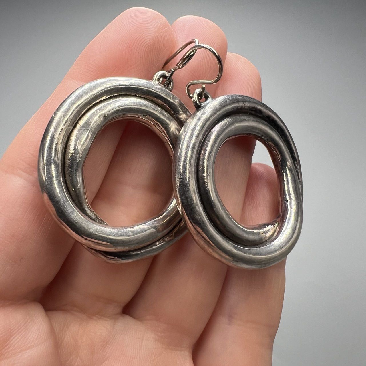 Huge Vintage Sterling Silver 925 Jewelry Stud Ear Earrings