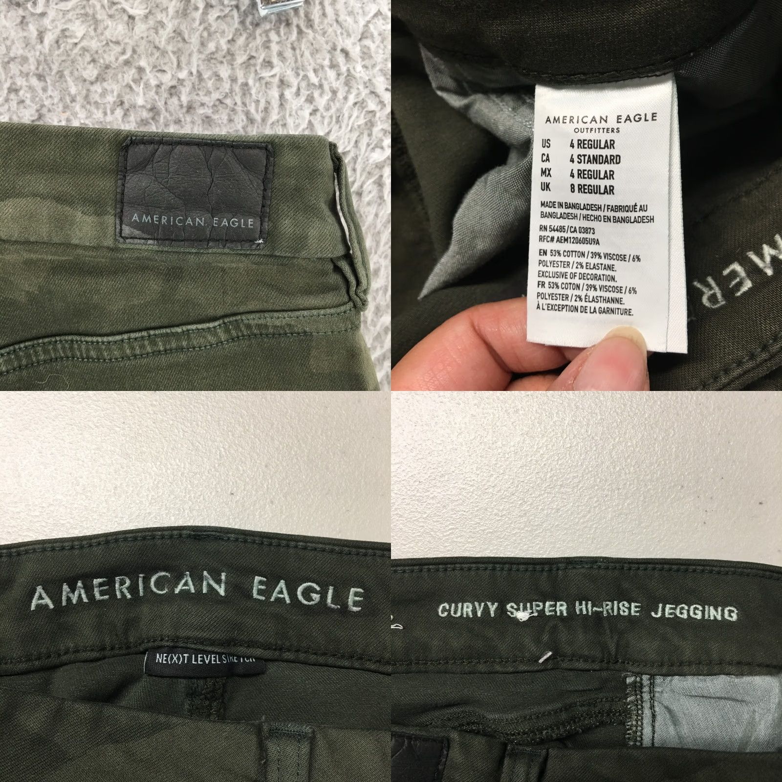 American Eagle Outfitters American Eagle Outfitters Next Level Stretch Curvy Super Hi-Rise Jegging Womens 4 Reg Green Size 27" / US 4 / IT 40 - 9 Thumbnail