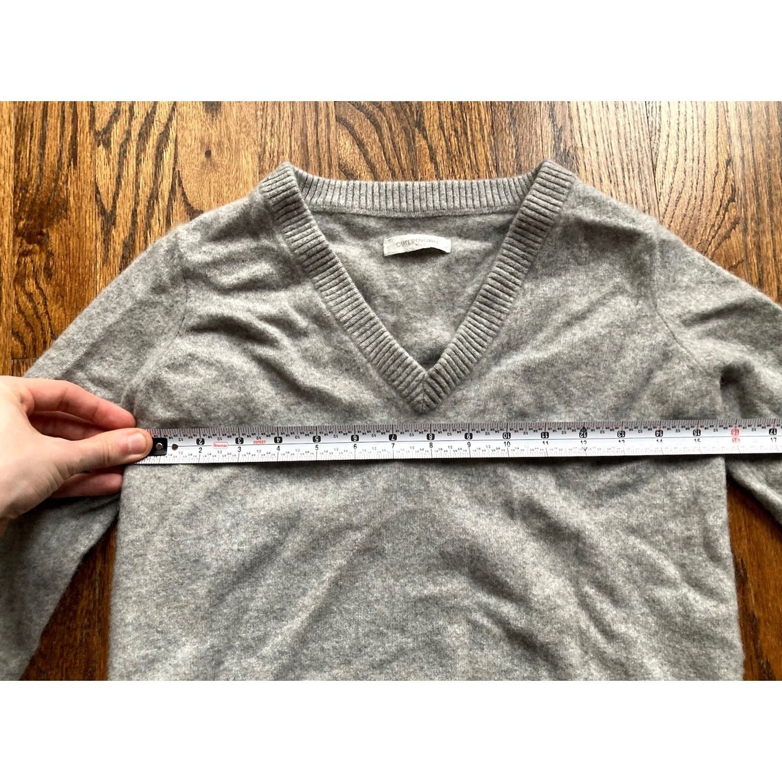 Outerknown VINTAGE OuterKnown Sweater Womens XS Gray V Neck Pullover Cashmere Knit Long Sleeve Casual Workwear - Womens XS Gray Cashmere Knit Pullover V-Neck Size XS / US 0-2 / IT 36-38 - 6 Thumbnail