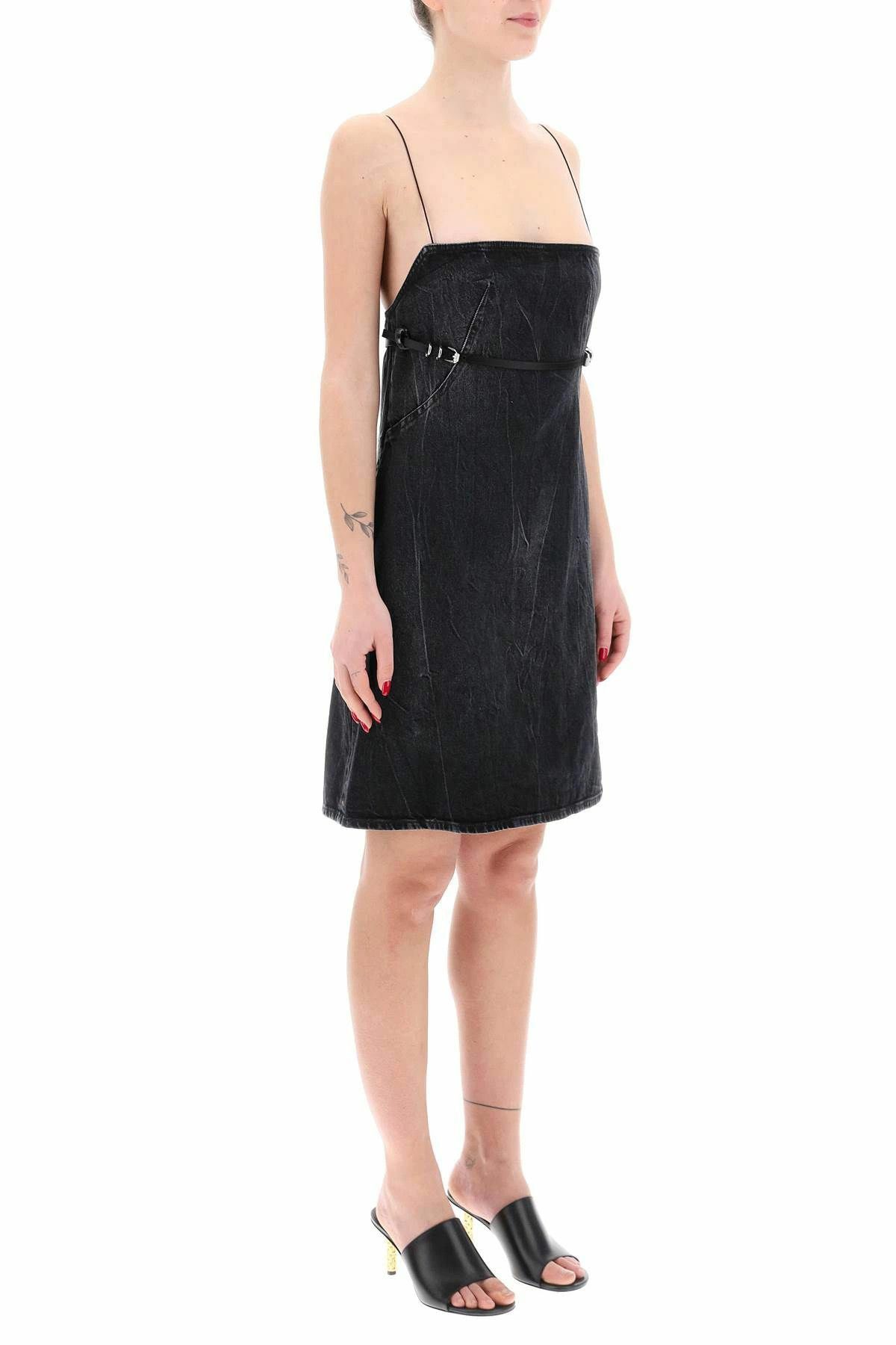 Givenchy o1y0925 Denim Mini Dress in Black Size M / US 6-8 / IT 42-44 - 3 Thumbnail