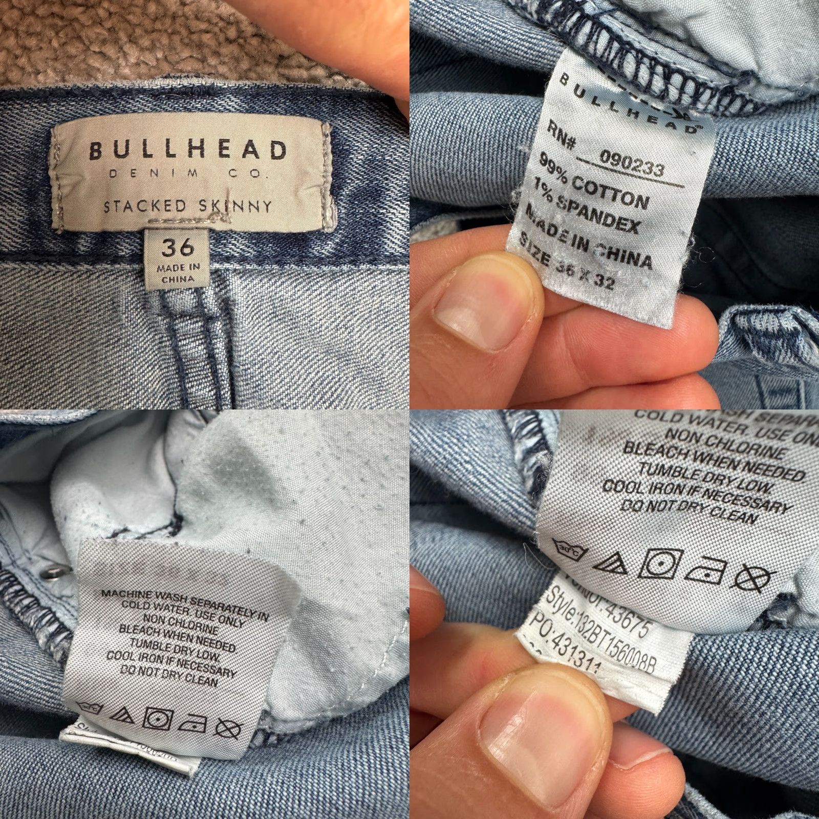 Denime Bullhead Jeans Mens 36 Blue Light Wash Stretch Skinny Moto Stacked Streetwear Biker Size US 36 / EU 52 - 8 Thumbnail