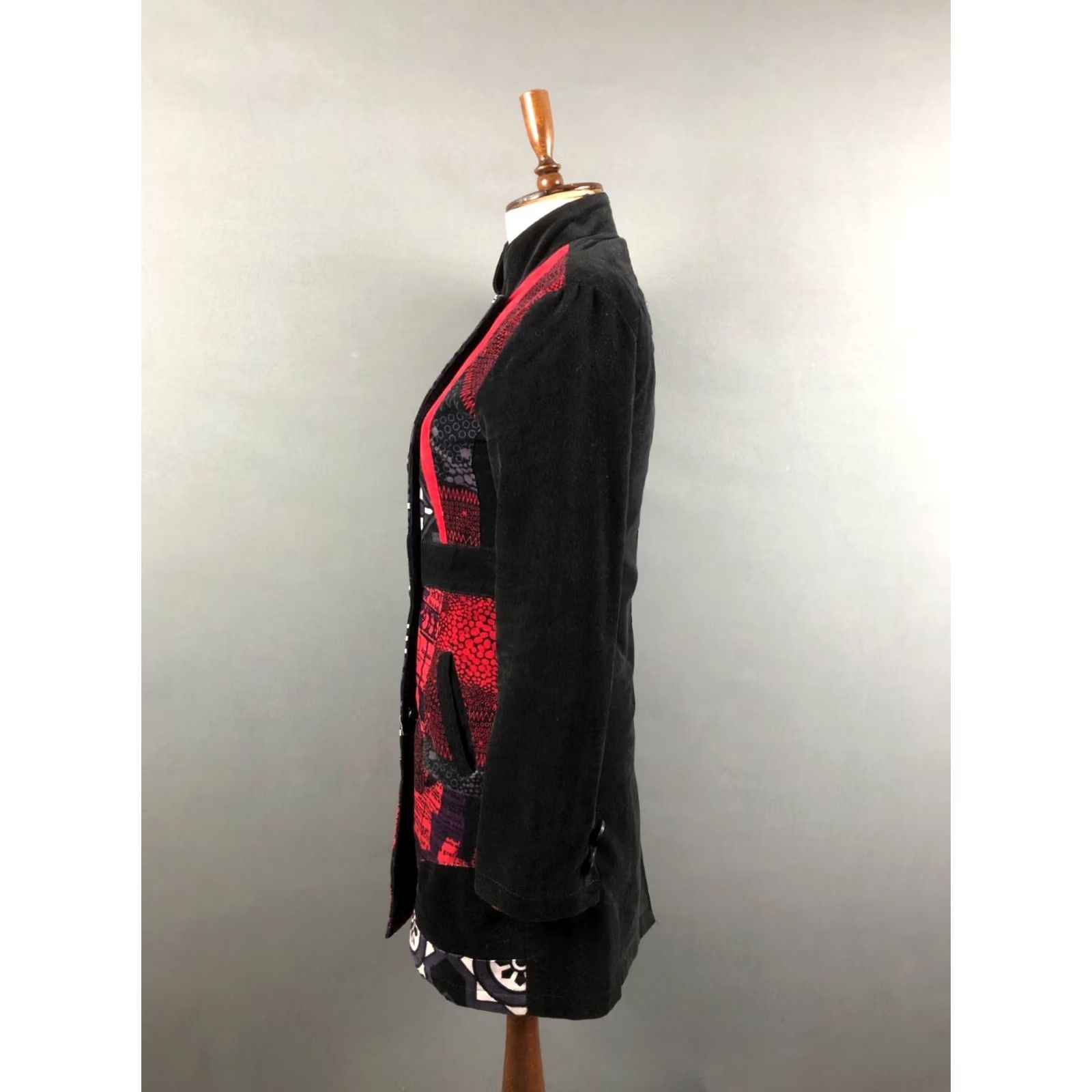 Desigual Desigual Women's Coat Black Cotton Single-Breasted 38 Embroidered Logo Pockets Branded Buttons Regular Fit Casual Overcoat Size XS / US 0-2 / IT 36-38 - 2 Thumbnail