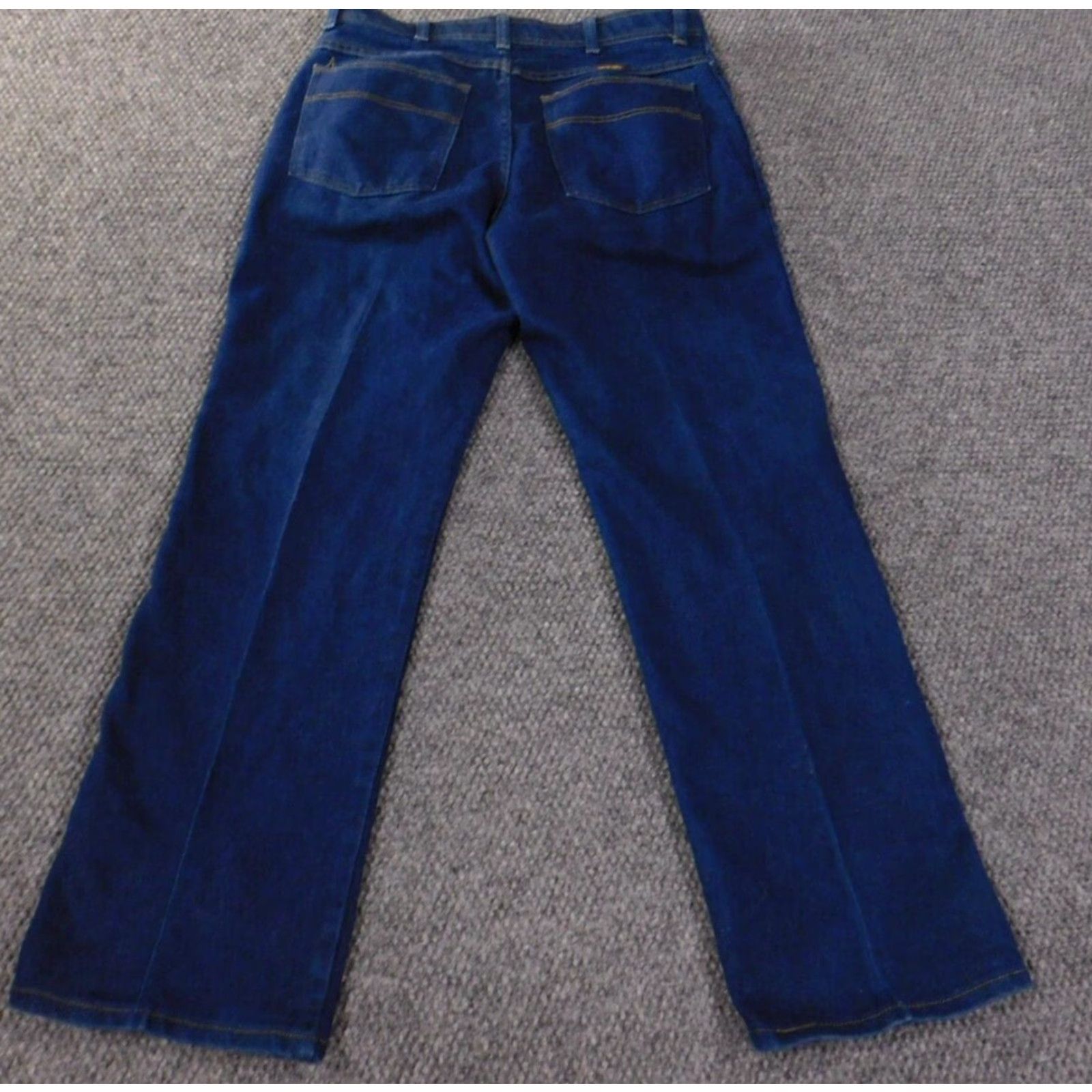 Wrangler Wrangler Jeans Mens 34x30 Straight Denim Workwear Blue Dark Wash Blue Denim Cowboy Pattern Pockets Zipper 34 30 Regular Mens Size US 34 / EU 50 - 4 Thumbnail