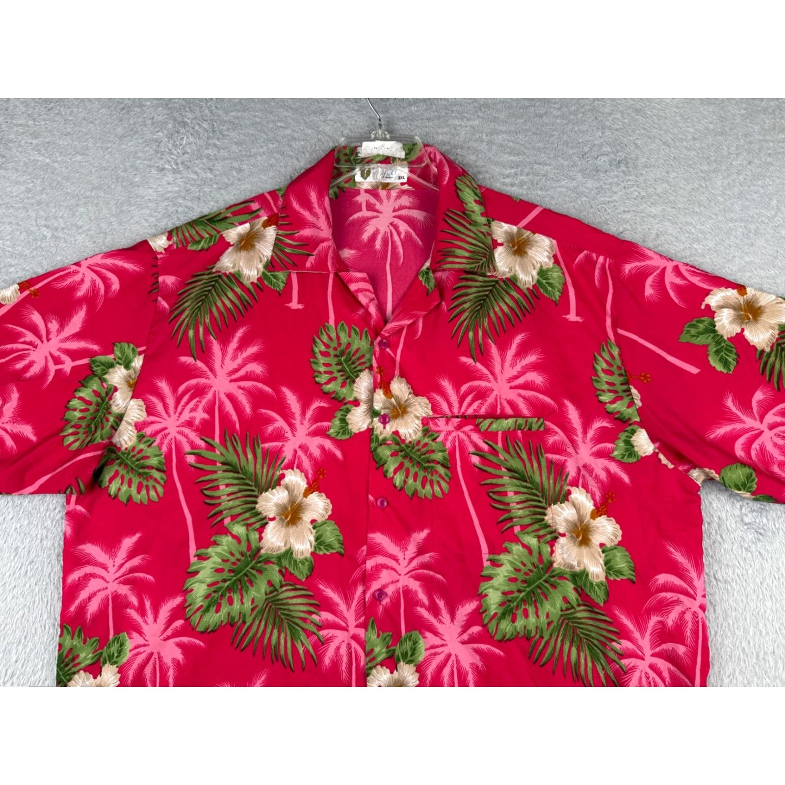 Vintage VHO Shirt Mens 3XL XXXL Pink Green Floral Hawaiian Hibiscus Palm Tree Terivoile Shirt Size US XXL / EU 58 / 5 - 4 Thumbnail