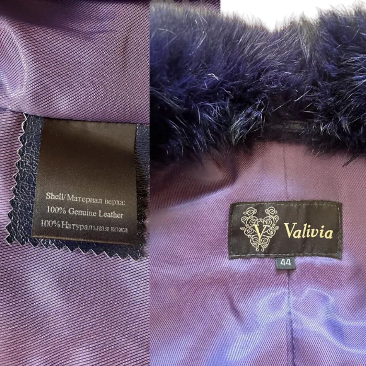 Designer Blue leather fur coat sz S/M Size M / US 6-8 / IT 42-44 - 2 Thumbnail