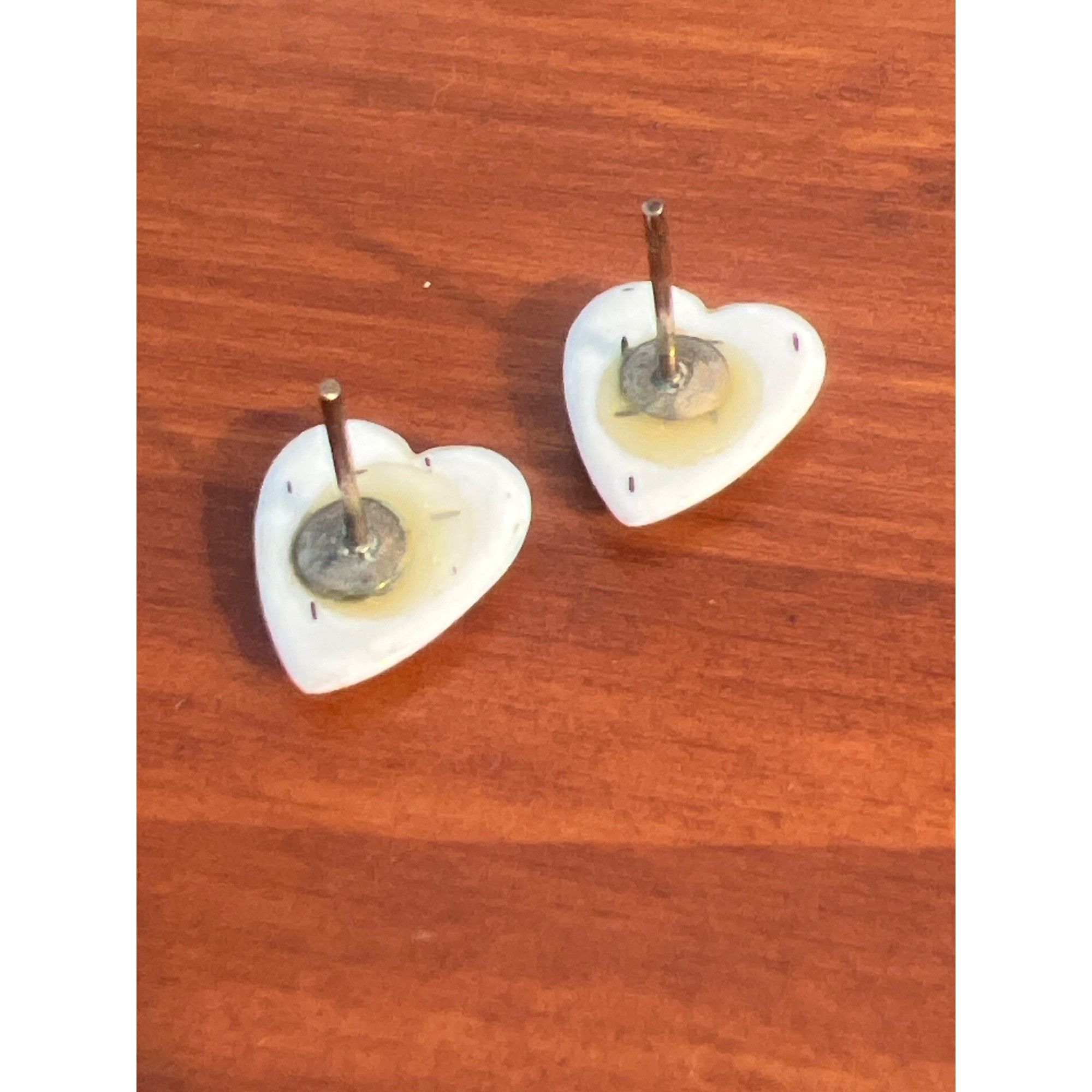 Other Vintage Porcelain Ceramic Heart Stud Earrings Hand Painted P Size ONE SIZE - 3 Thumbnail