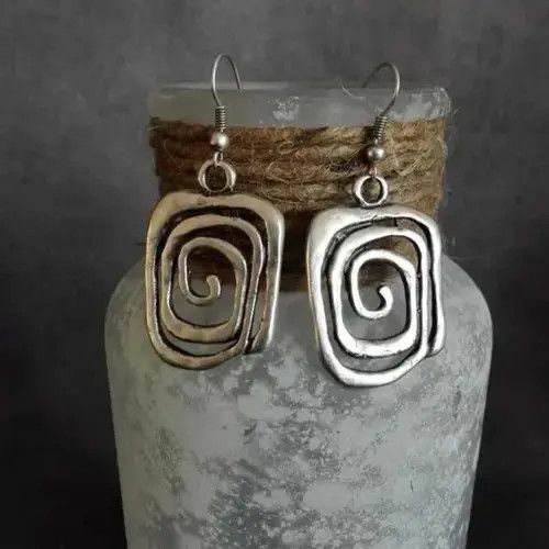 Designer × Sterling Silver Vintage Ethnic Antique Metal Drop Earrings Size ONE SIZE - 1 Thumbnail