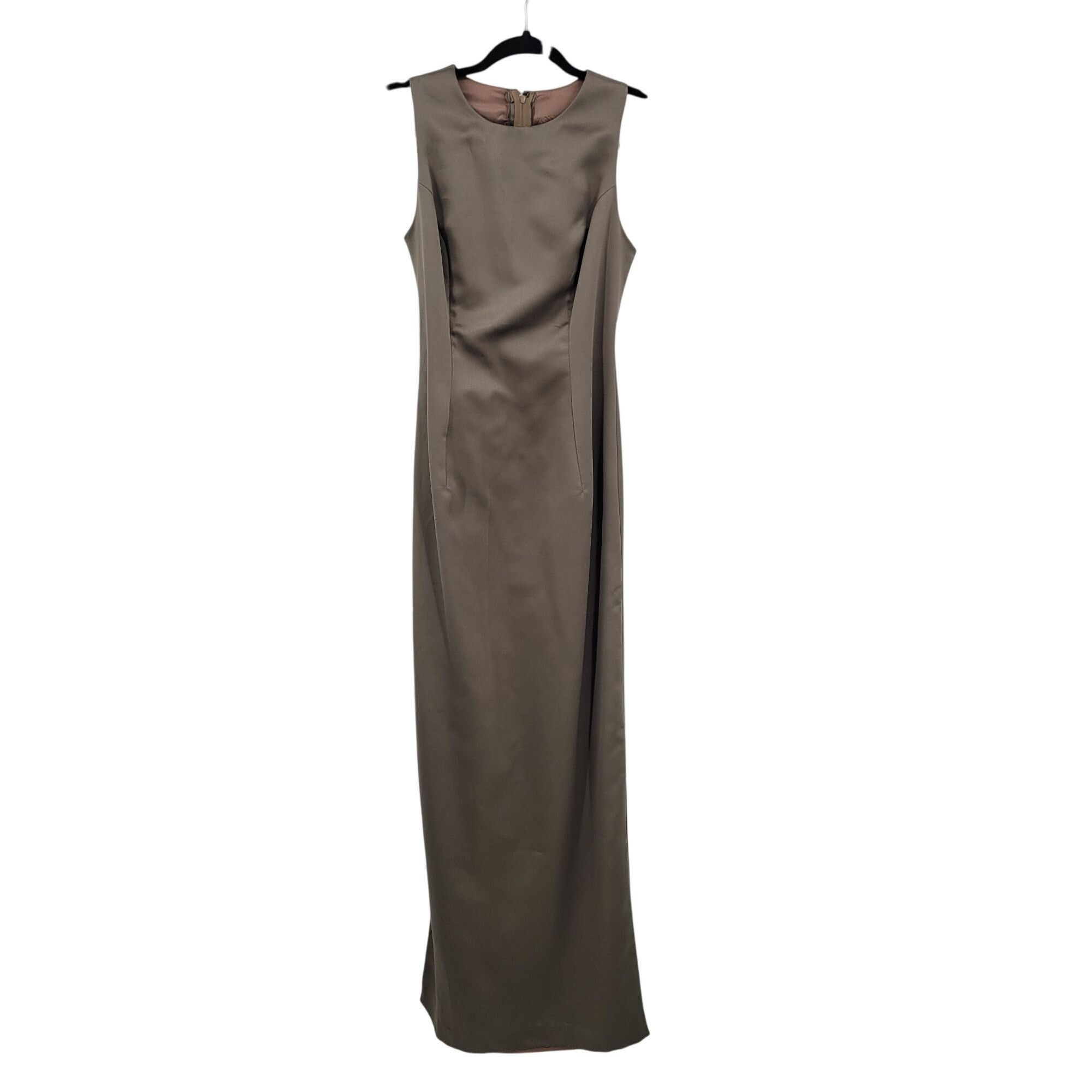 Vintage Vintage Womens Satin Sheath Gown Side Slit Size XS Taupe Neu Size XS / US 0-2 / IT 36-38 - 2 Thumbnail