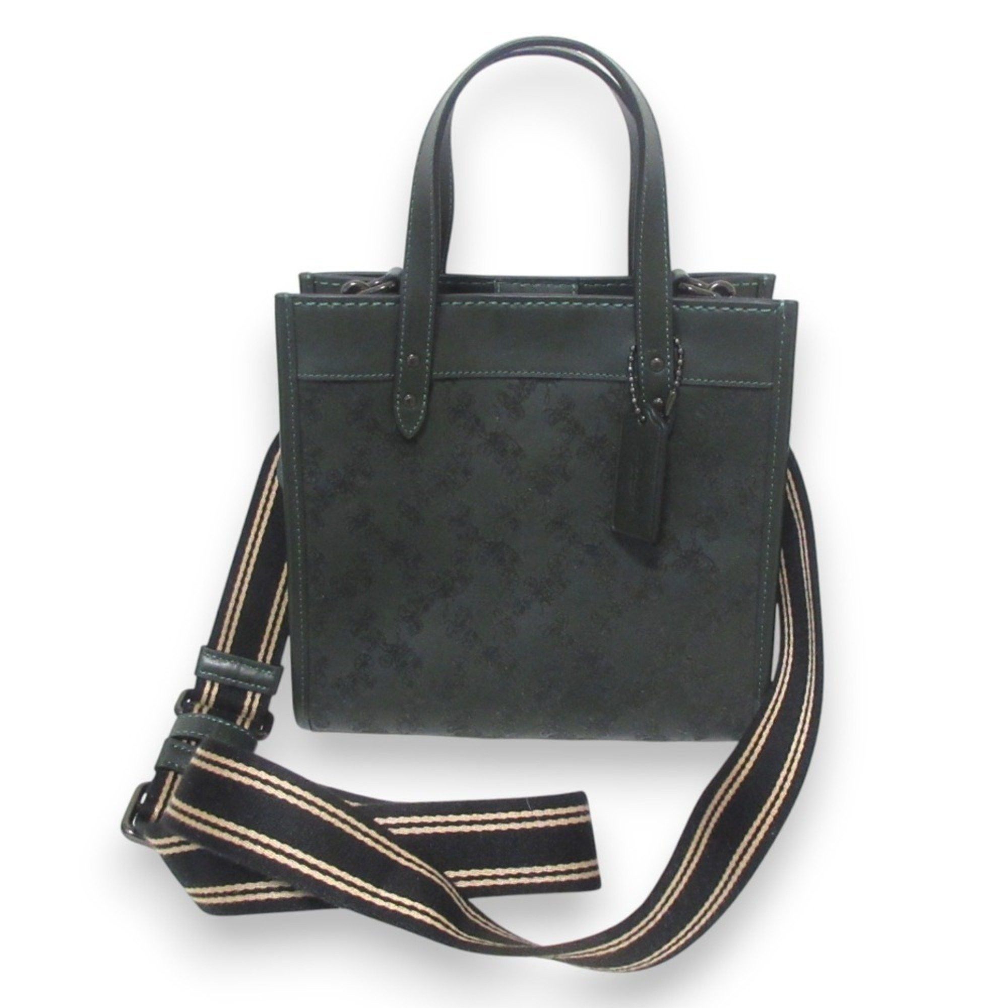 Coach Field Tote 22 Horse & Carriage Velour X Leather 2-Way Bag Shoulder Cd750 Women's in Green