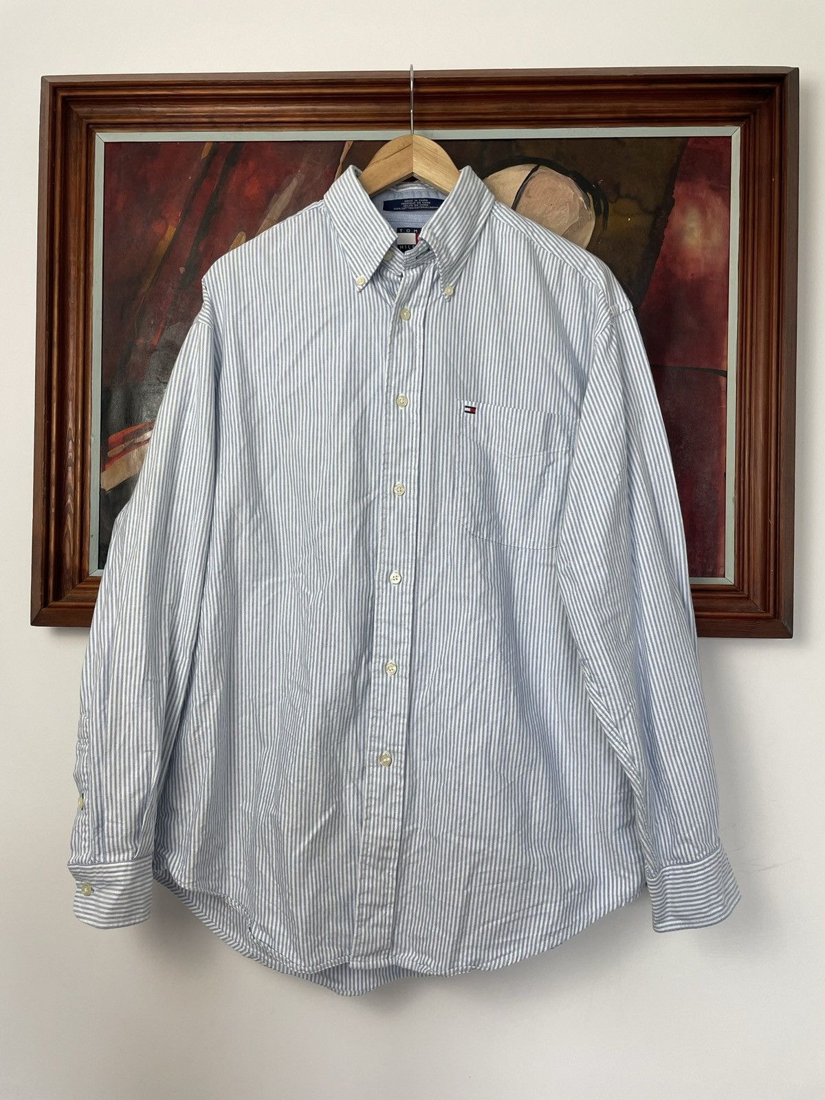 Tommy Hilfiger Tommy Hilfiger Big Logo Button Up Shirt Oversize Striped Size US M / EU 48-50 / 2 - 2 Thumbnail