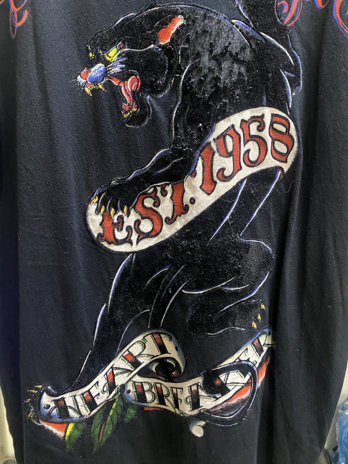 Ed Hardy Christian Audigier Graphic Black Panther Skull Design Tshirt Size US L / EU 52-54 / 3 - 5 Thumbnail