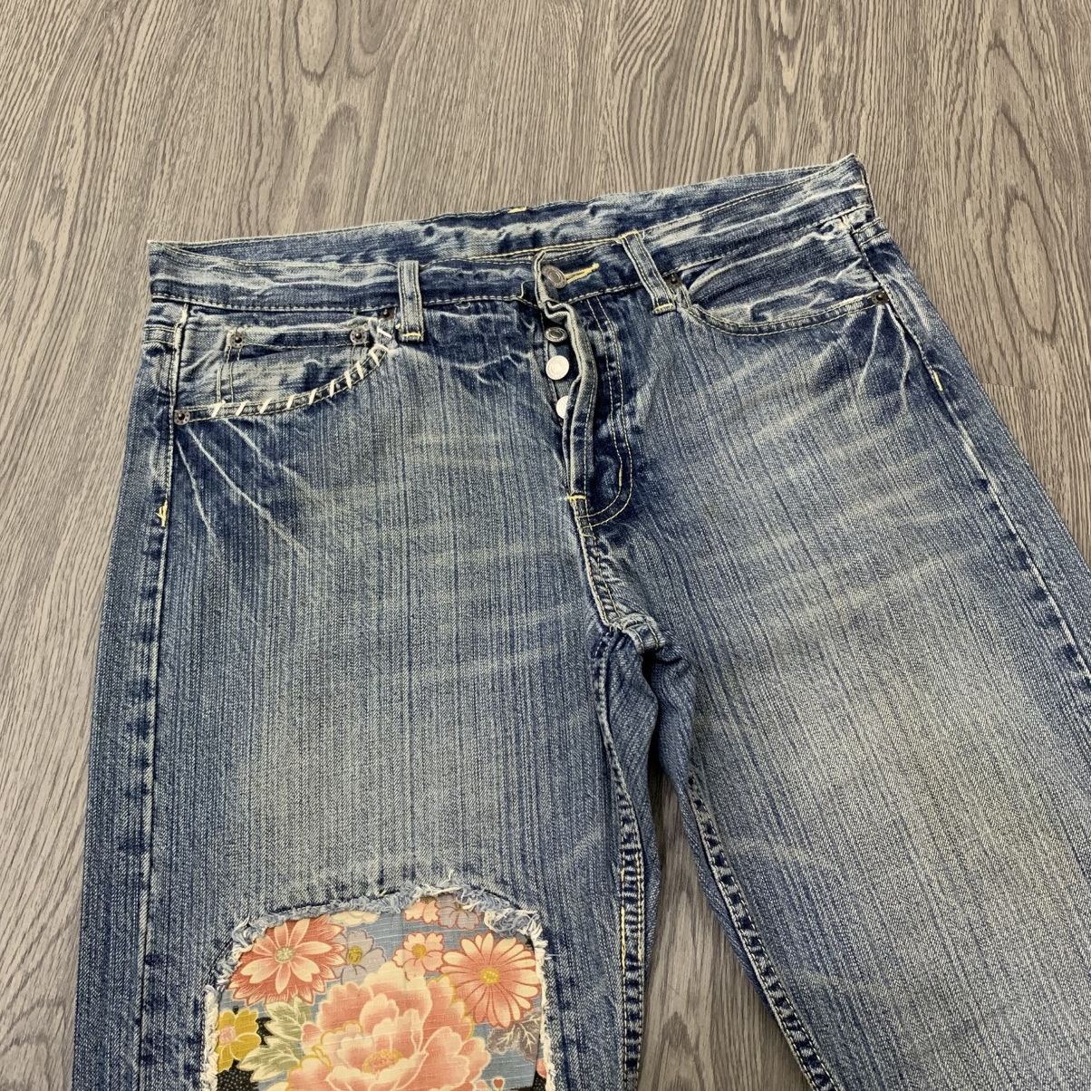 Takeo Kikuchi 🇯🇵Vintage'90s TAKEO KIKUCHI Distressed Patchwork Pant🇯🇵 Size US 33 - 2 Thumbnail