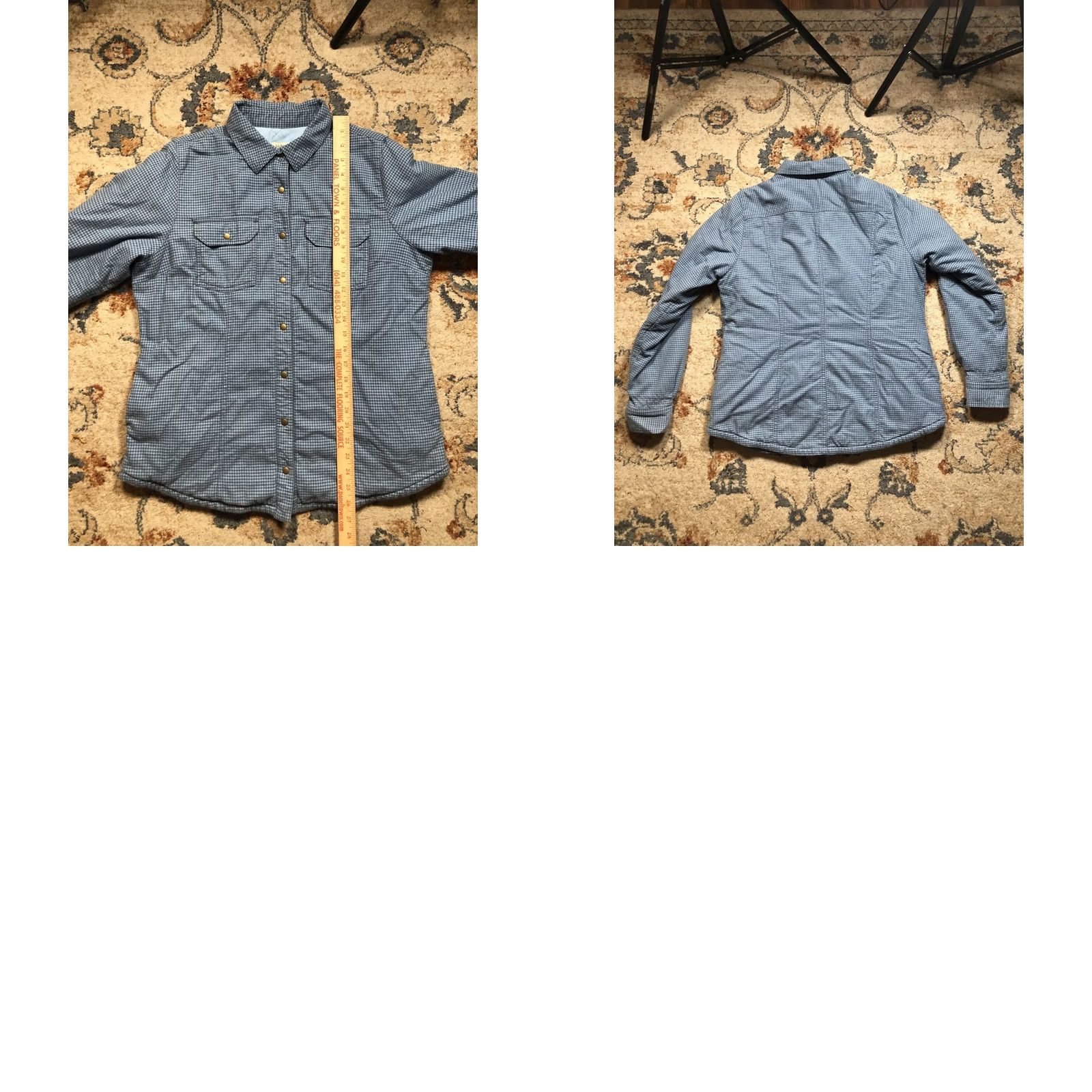 Vintage LL Bean Shirt Jacket Womens Medium Gray Blue Plaid Quilted Insulated Snap Front Size M / US 6-8 / IT 42-44 - 9 Thumbnail