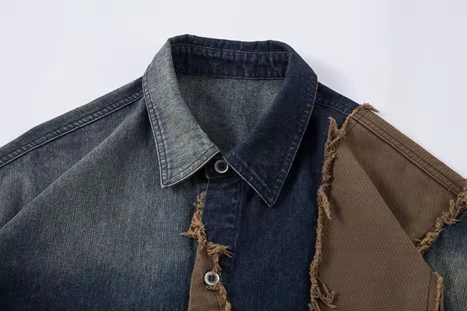 Designer × Vintage Patchwork Loose Streetwear Denim Summer Shirt Size US XL / EU 56 / 4 - 3 Thumbnail