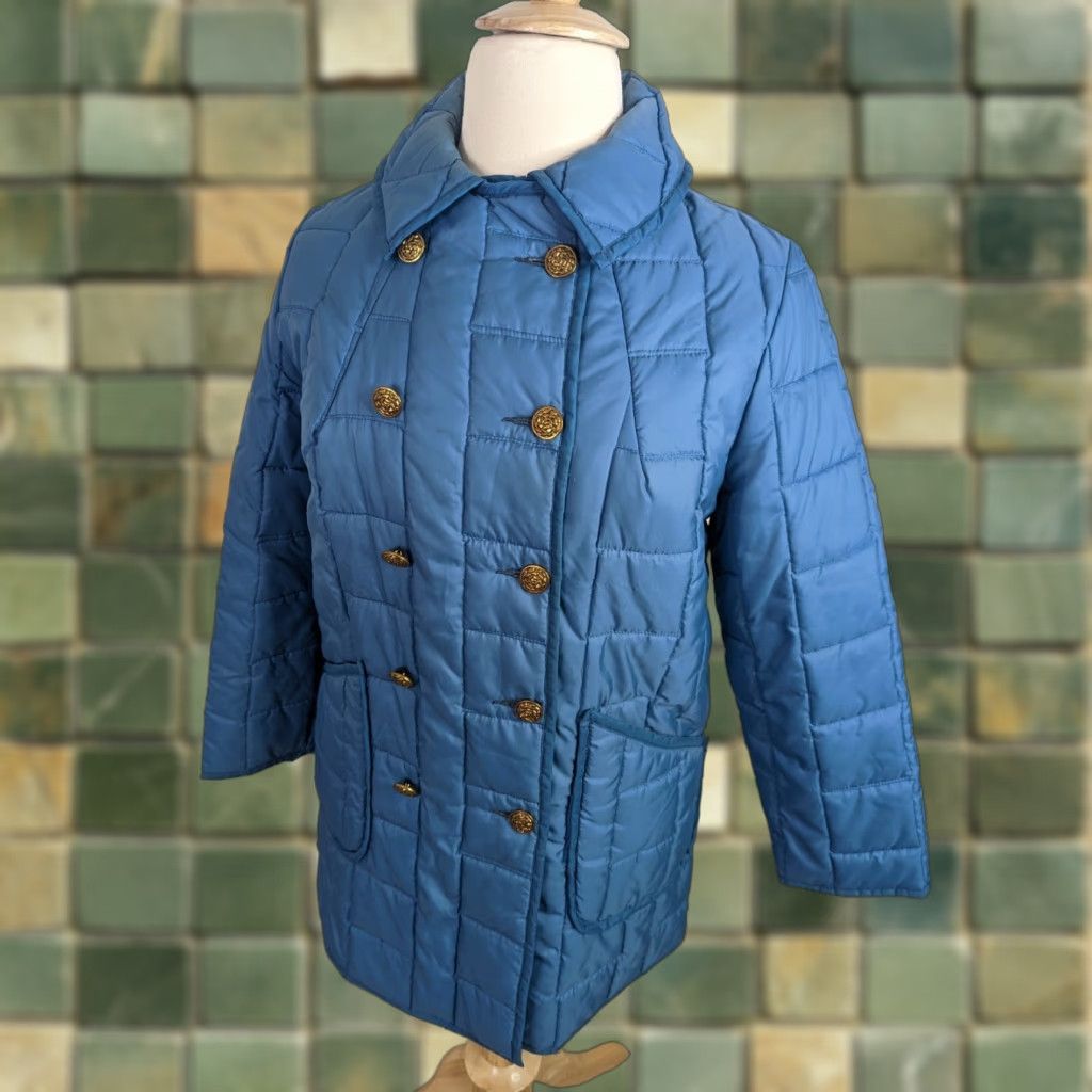 Doublet VINTAGE Women's Coat Puffer Jacket Blue L 70s 80s Quilted Zip Pockets Zipper Size L / US 10 / IT 46 - 1 Thumbnail