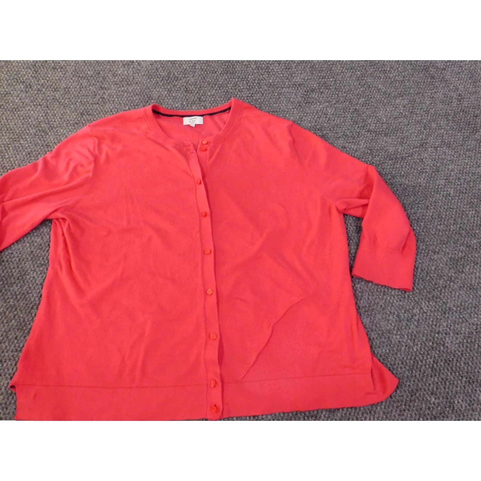 Vintage Crown & Ivy Sweater Cardigan Womens 2X Pink Cable-Knit Stretch Cotton Nylon Button Up Raglan Long Sleeve Plus Size Regular 2X Women Size XXL / US 16-18 / IT 52-54 - 3 Thumbnail