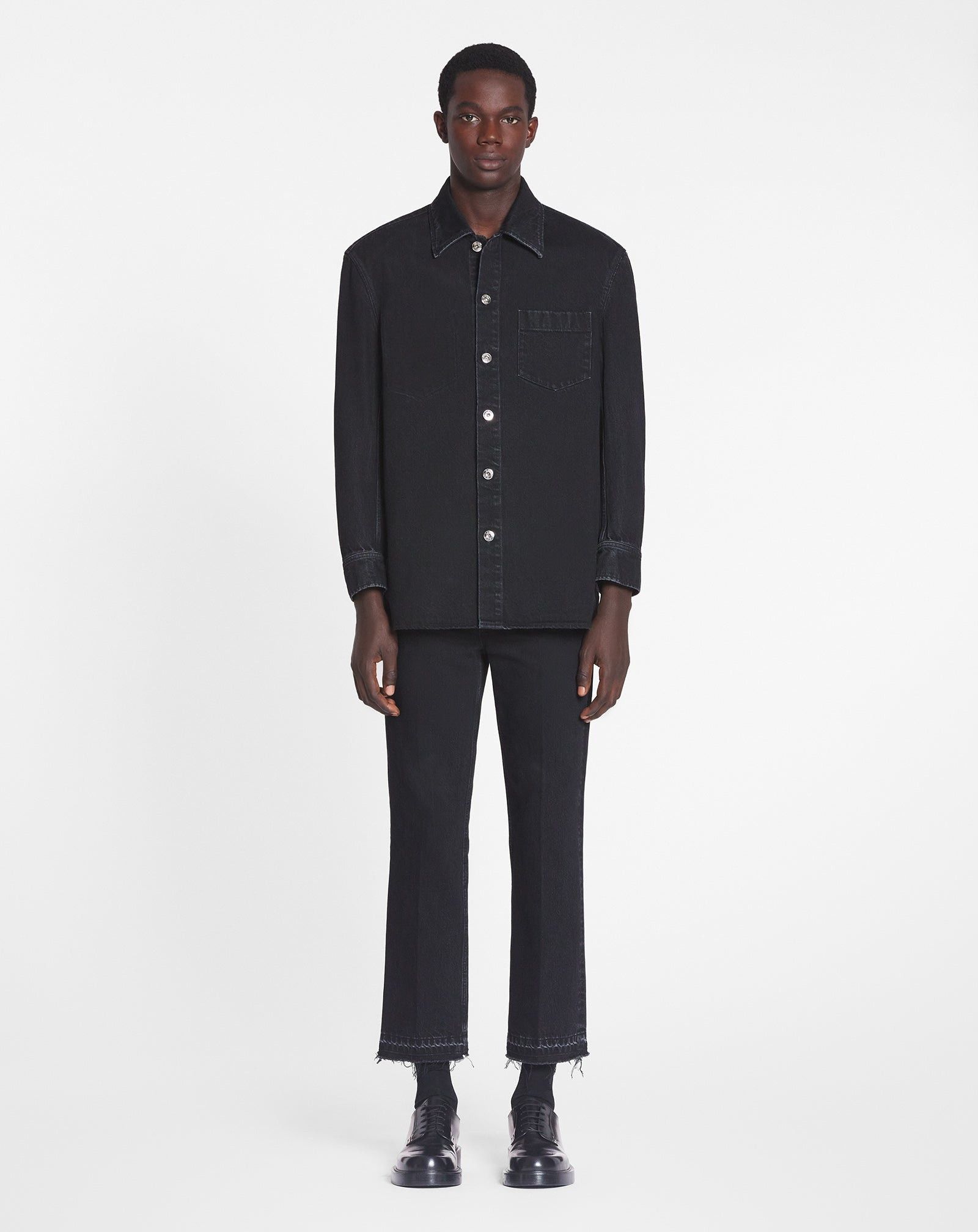 Lanvin o1tko10825 Cocoon Denim Shirt in Washed Black Size US XXL / EU 58 / 5 - 2 Thumbnail