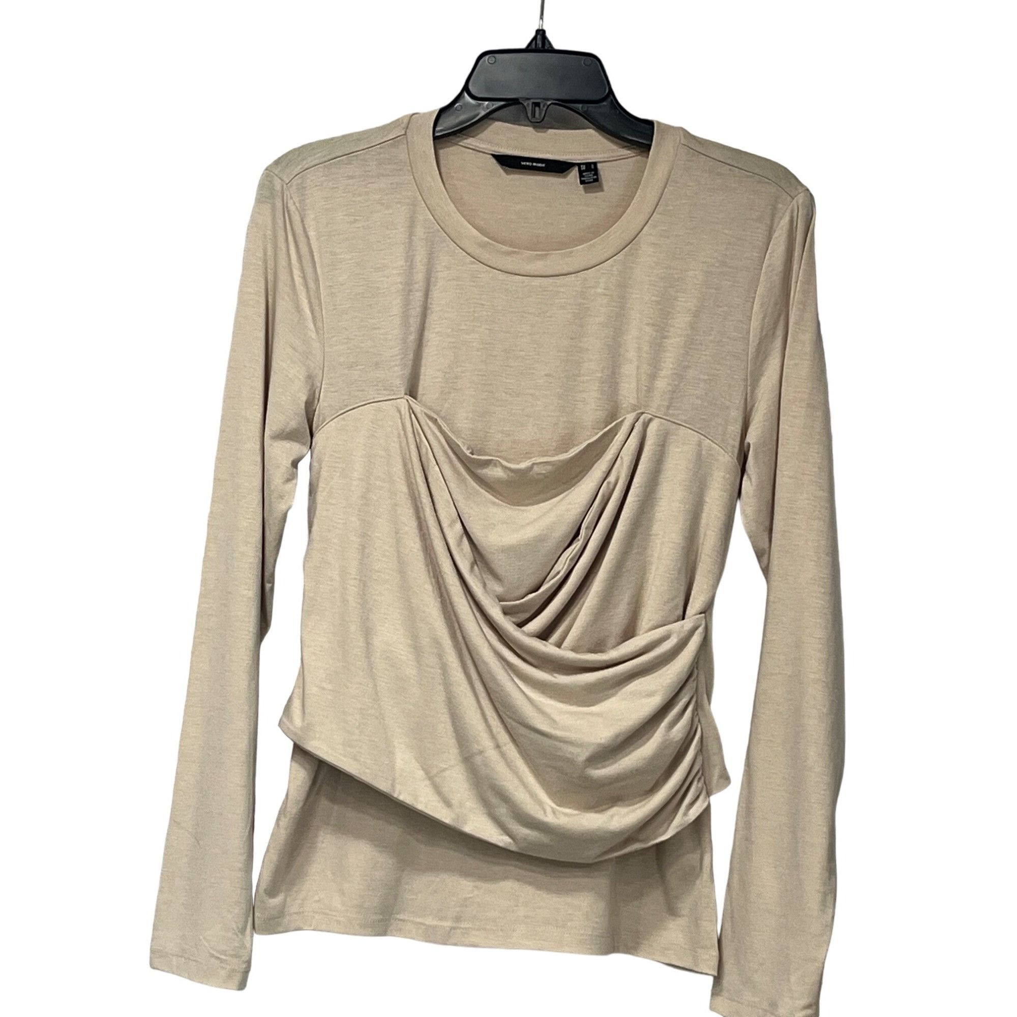Other Vero Moda Nelly Ruched Knit Top, Oat, Sz. L Size L / US 10 / IT 46 - 6 Thumbnail