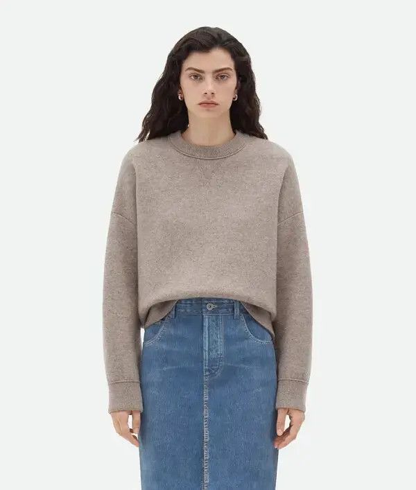 Bottega Veneta o1w1db10825 Compact Cashmere Jumper in Riverbed Melange Size S / US 4 / IT 40 - 1 Thumbnail