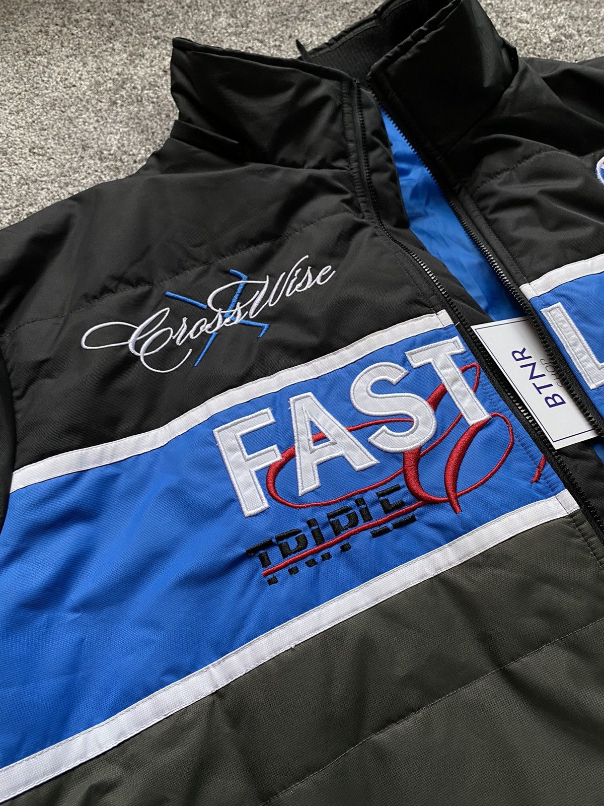 NASCAR Fast Lane Racing Bomber Hooded Black Blue Embroidered Jacket Size US XXL / EU 58 / 5 - 4 Thumbnail