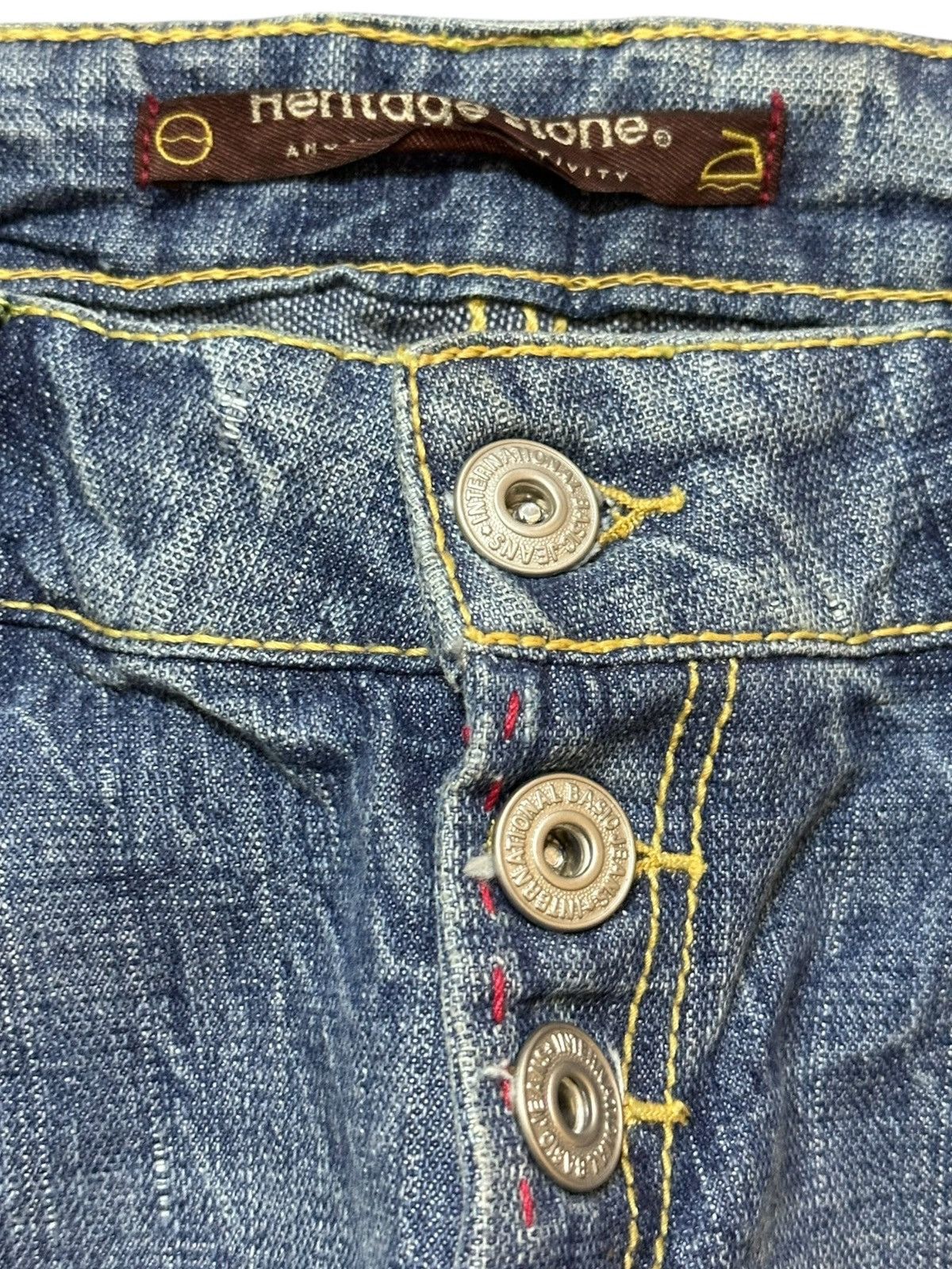 Japanese Brand Vintage Heritage Stone Baggy Wide Leg Grunge Distress Denim Size US 37 - 3 Thumbnail
