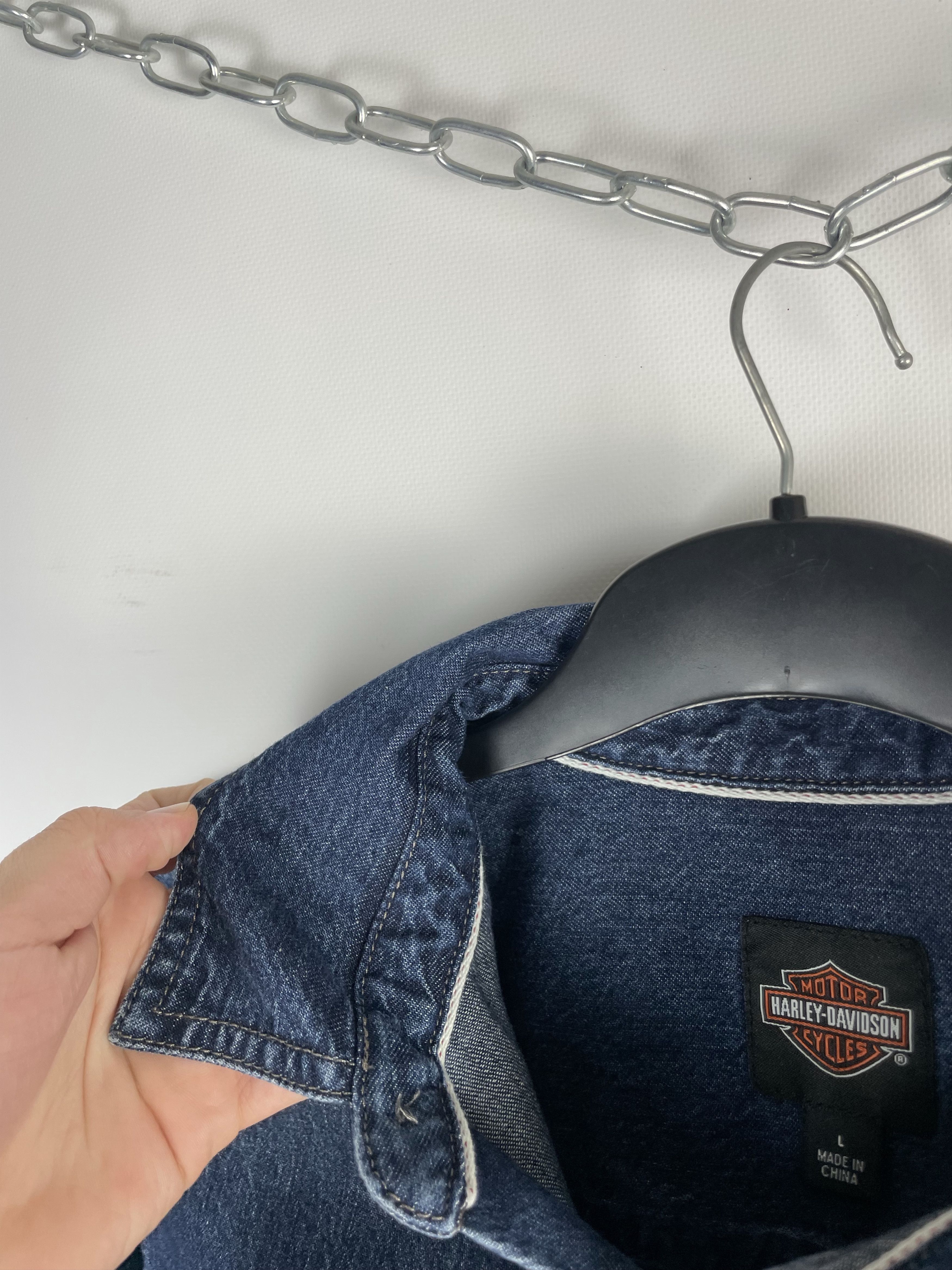 Harley Davidson Vintage HARLEY DAVIDSON Denim Shirt Size US L / EU 52-54 / 3 - 6 Thumbnail