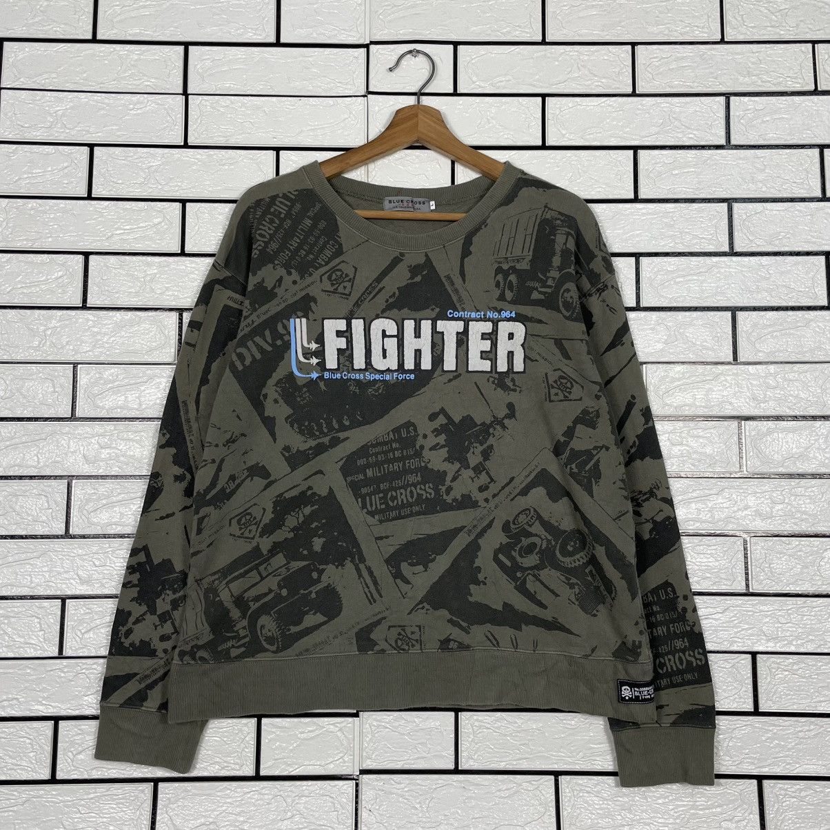 Japanese Brand Blue Cross Military Fighter Sweatshirt Size US M / EU 48-50 / 2 - 1 Thumbnail