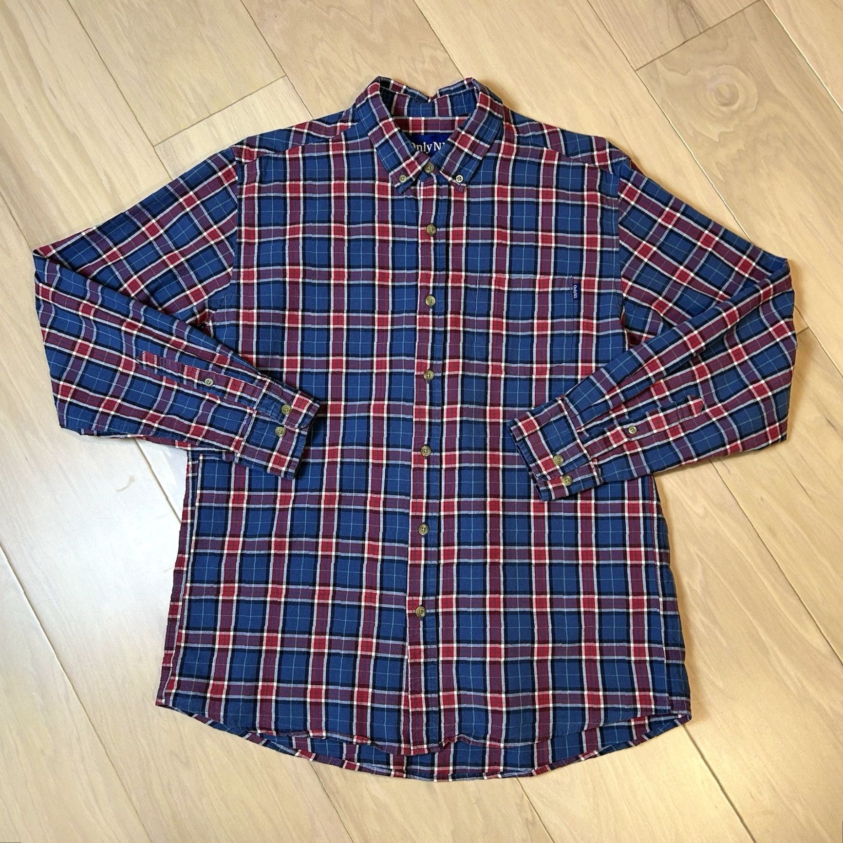 Only NY Only NY Button-Down Shirt Plaid Long Sleeve Men’s L Red / Blue Regular Fit Button-Up Casual Streetwear Size US L / EU 52-54 / 3 - 2 Thumbnail
