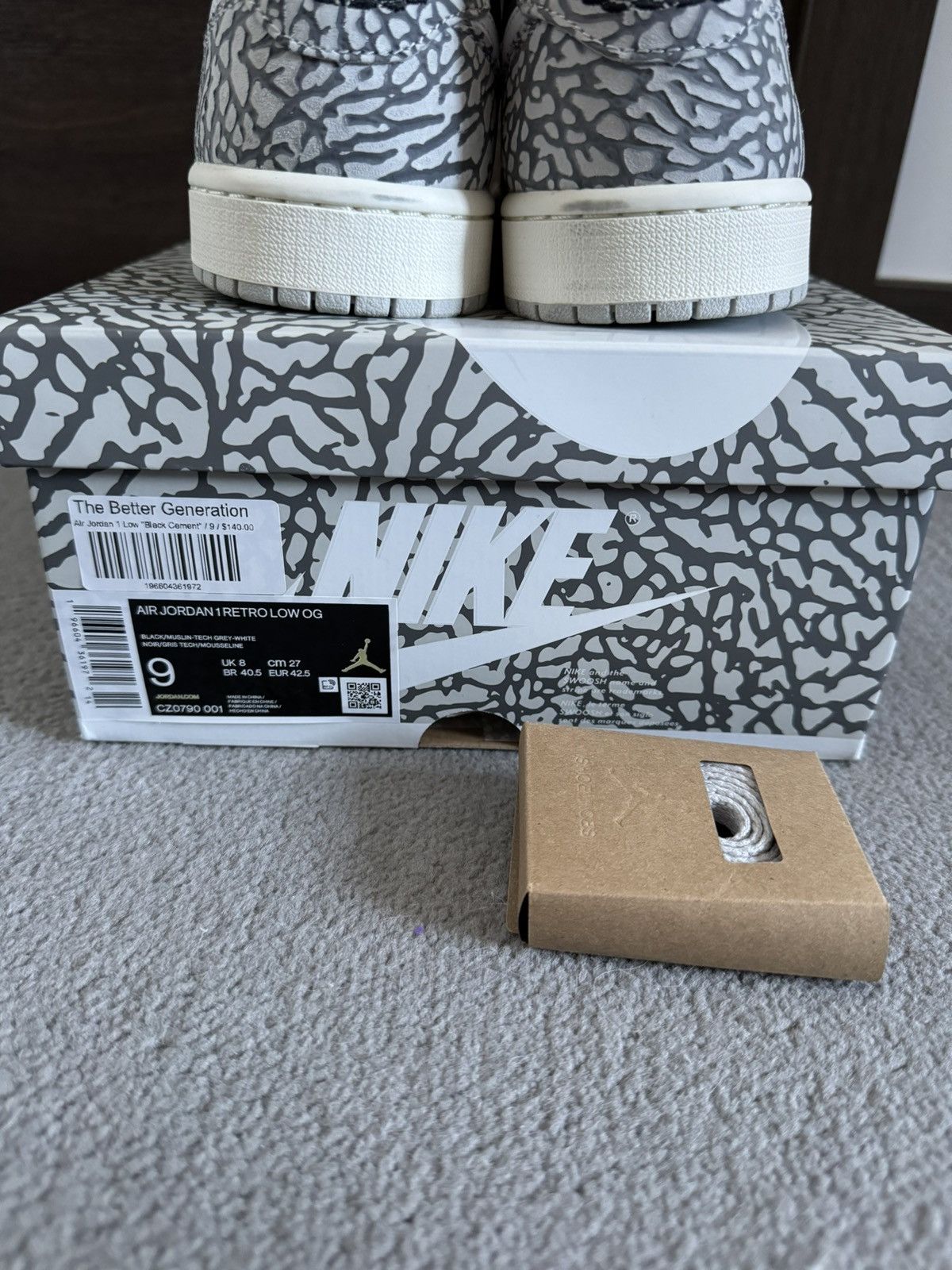 Jordan Brand × Nike Jordan 1 Retro Low OG Black Cement Size US 9 / EU 42 - 9 Thumbnail