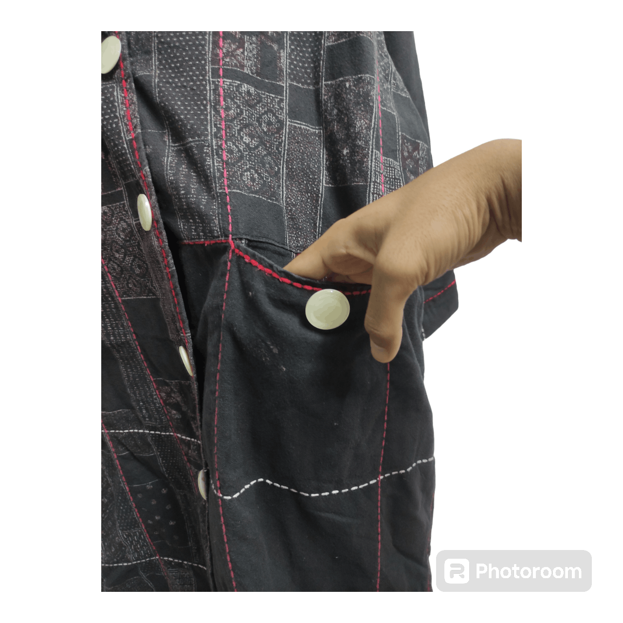BEL ABIE BIG BUTTON UP PATCHWORK HANDMADE STYLE JACKET