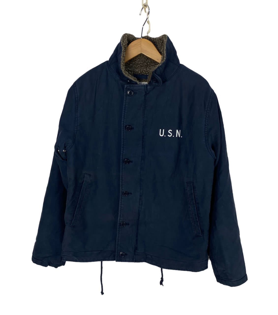 Image of Military x USN Vintage U.s.n Button Up Jacket in Dark Blue, Men's (Size Small)