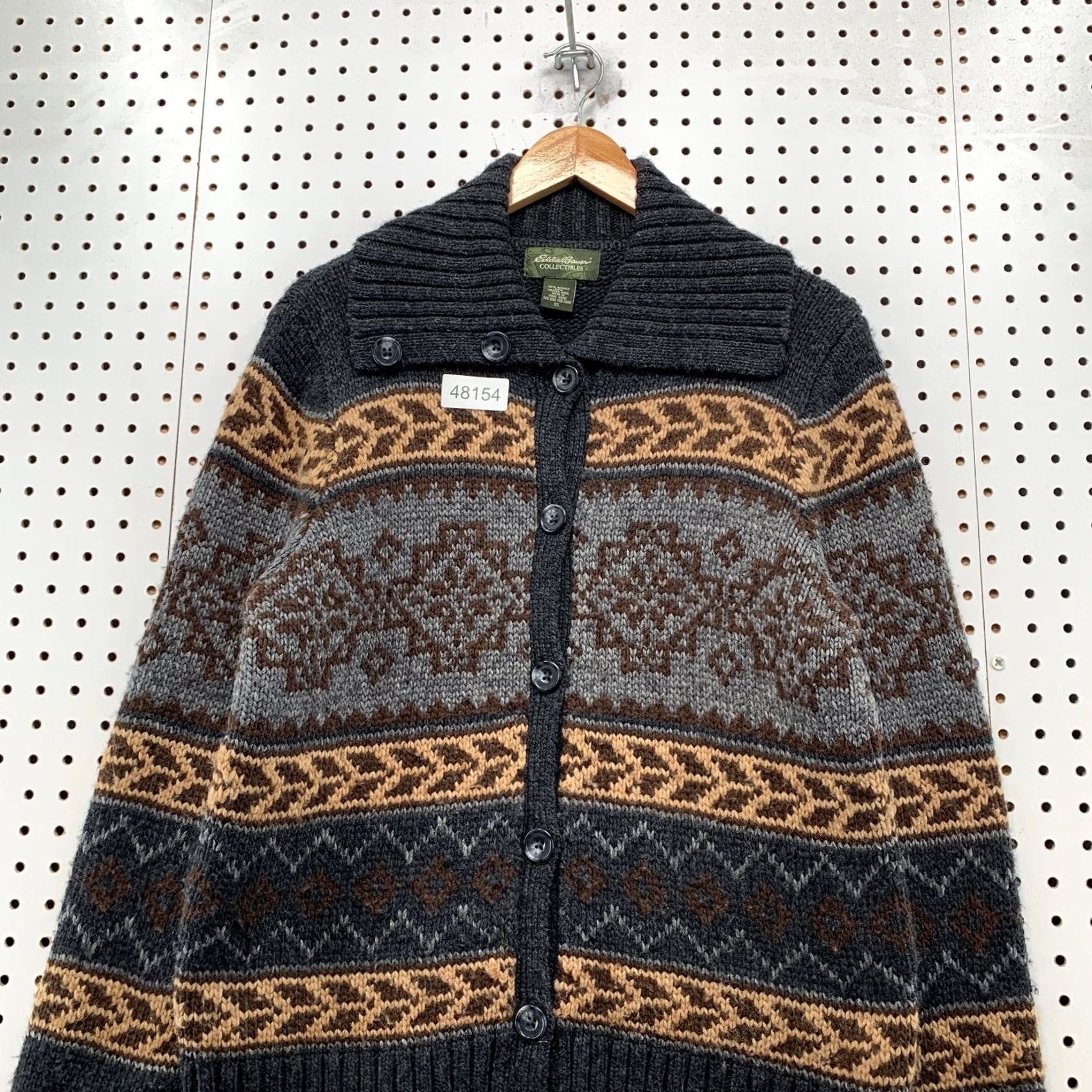 Eddie Bauer Eddie Bauer Cardigan Sweater Womens XL Gray Fair Isle Wool Knit Button Classic Pullover Holiday Winter Fall Spring Size XL / US 12-14 / IT 48-50 - 4 Thumbnail