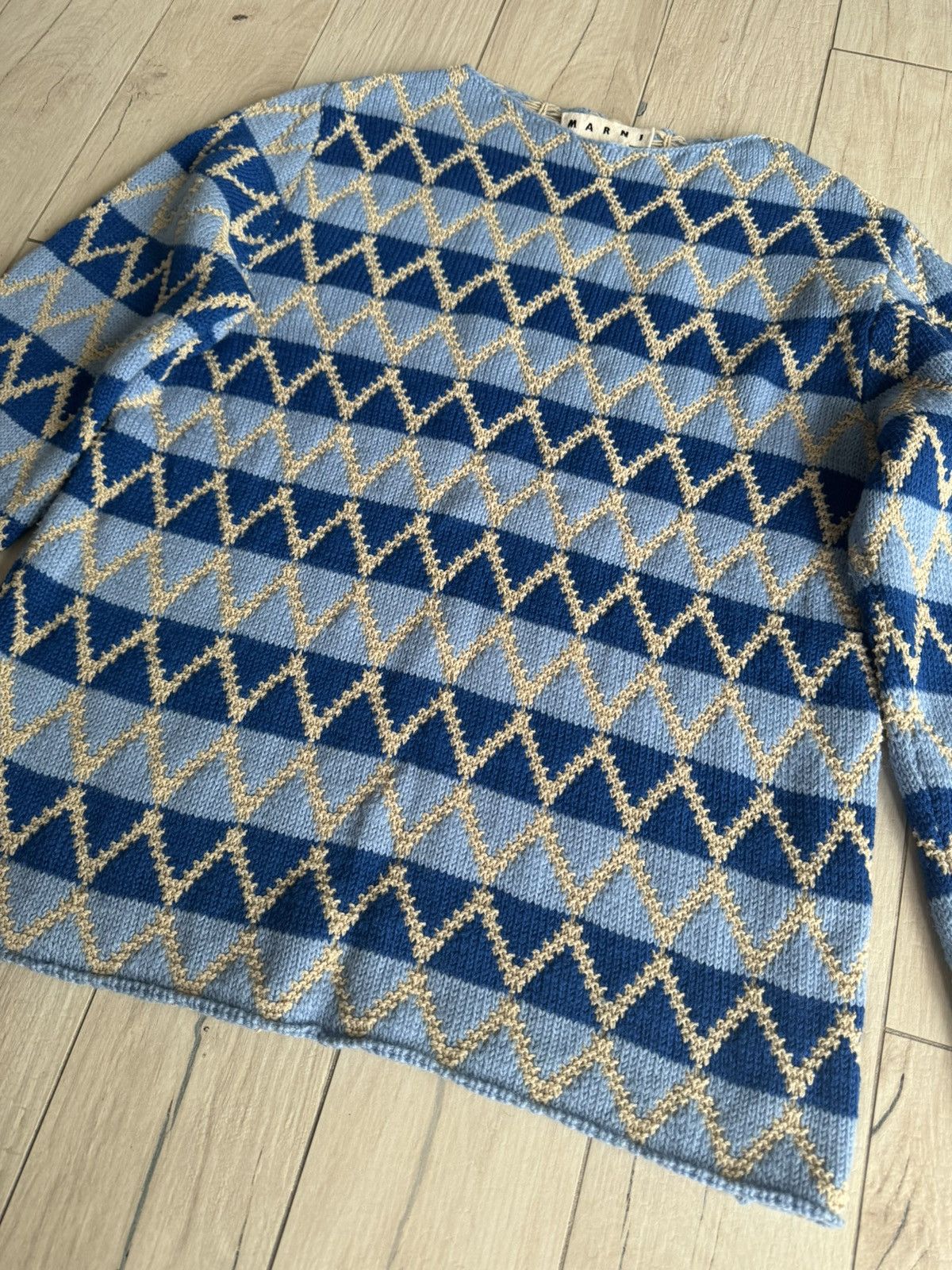 Marni FW20 Marni Thick Knitted Handmade Blue WoolSweater Size US M / EU 48-50 / 2 - 6 Thumbnail