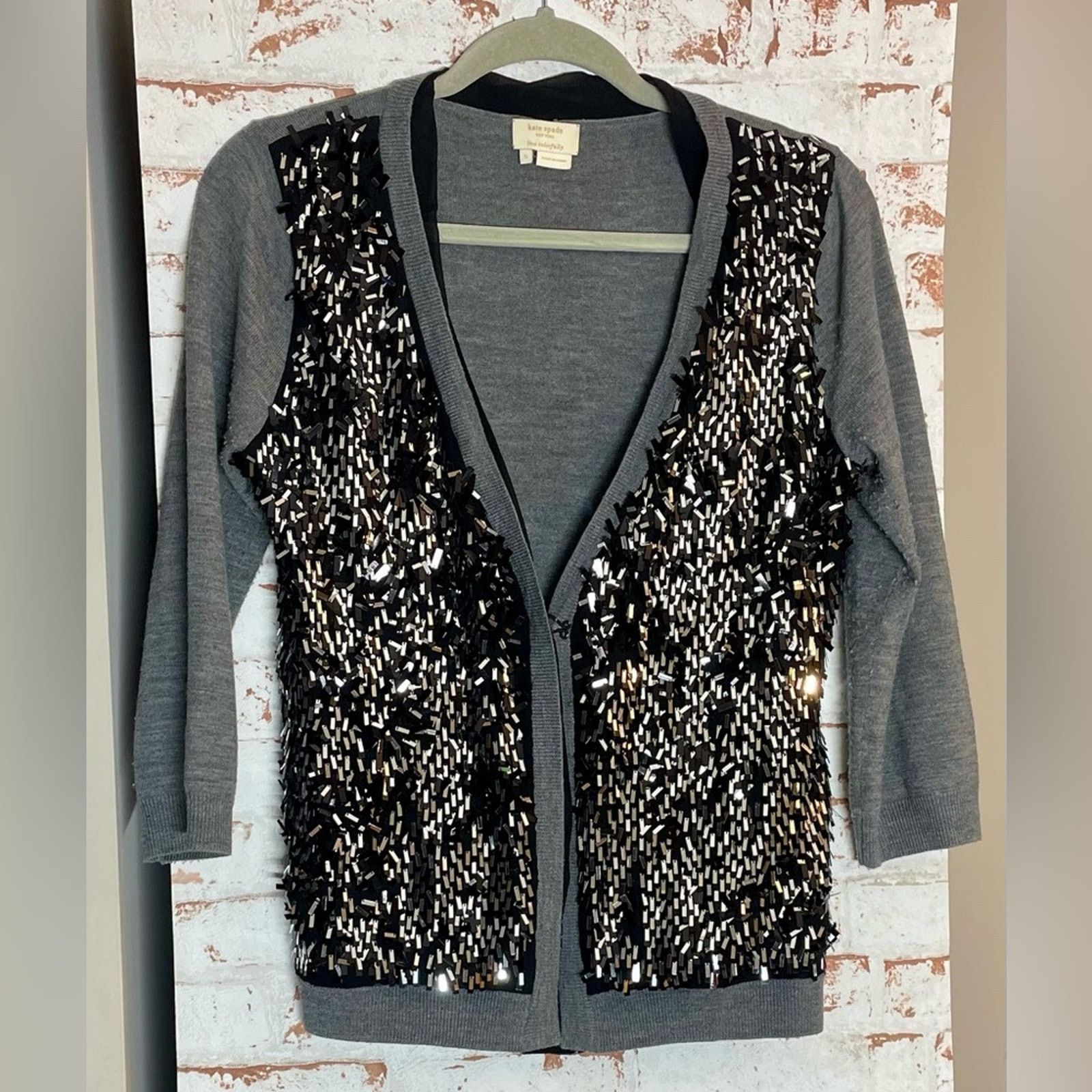Kate Spade Kate Spade Gray and Black Sequin Cardigan Size S / US 4 / IT 40 - 2 Thumbnail