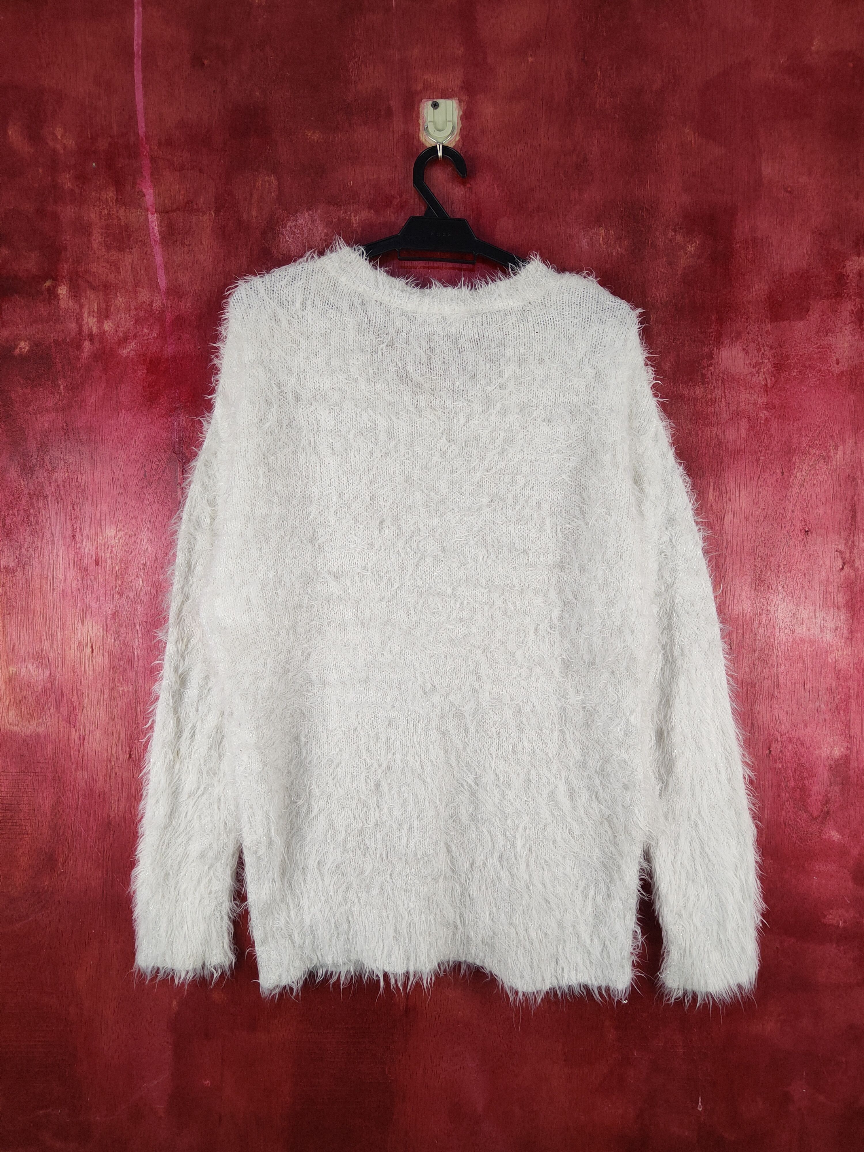 Homespun Knitwear Shoo La Roo White Shag Shaggy Fur Mohair Knitwear #S2109 Size L / US 10 / IT 46 - 7 Thumbnail