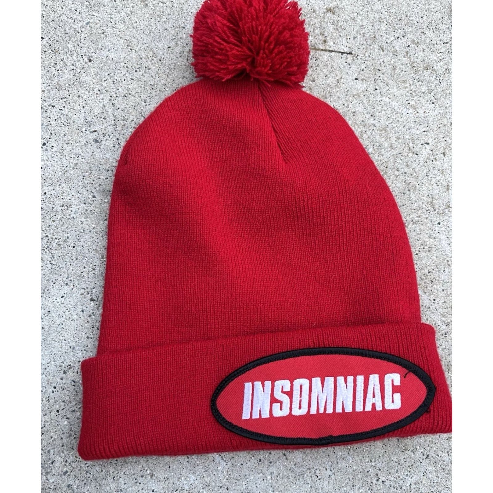 Logo 7 Insomniac Beanie Red Logo One Size Unisex Hip Hop Street Work Size ONE SIZE - 2 Thumbnail