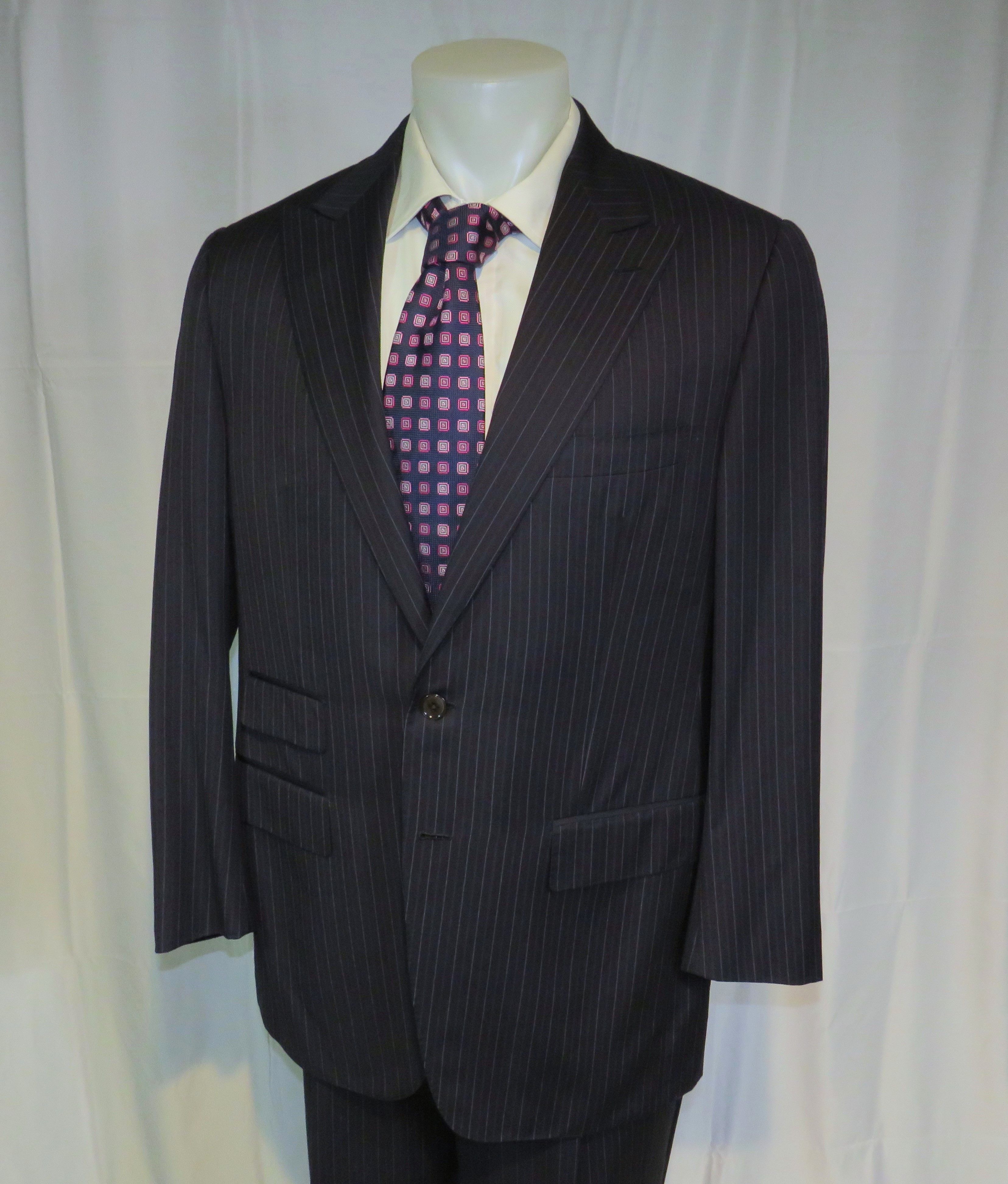 Other Marcello Vero by D'Avenza Navy Striped Two Button Suit 43R Size 44R - 7 Thumbnail