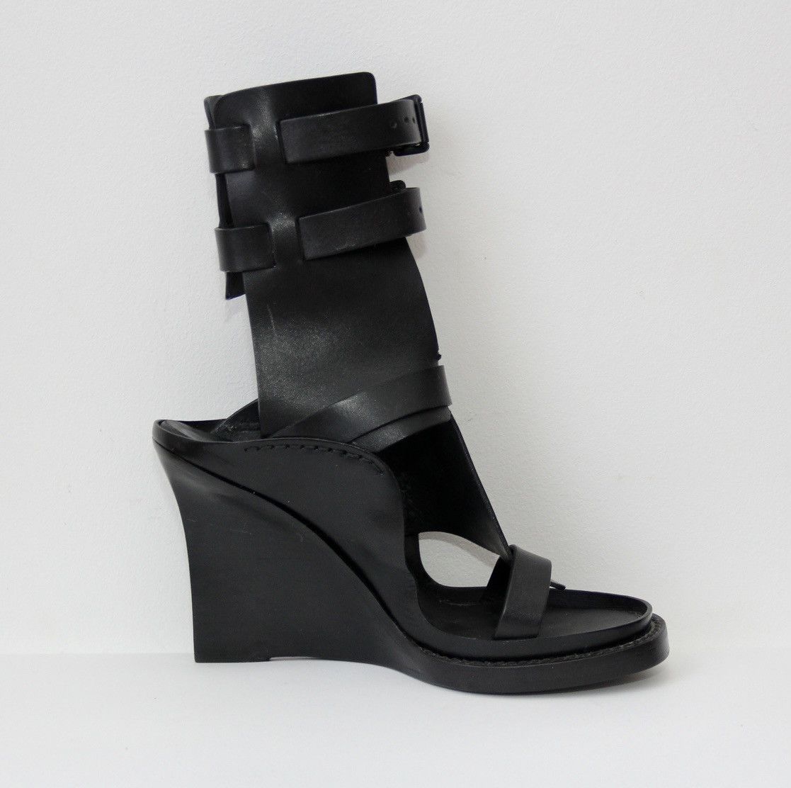 Ann Demeulemeester Black Grecian Buckle Heeled Sandals Size US 6.5 / IT 36.5 - 2 Thumbnail
