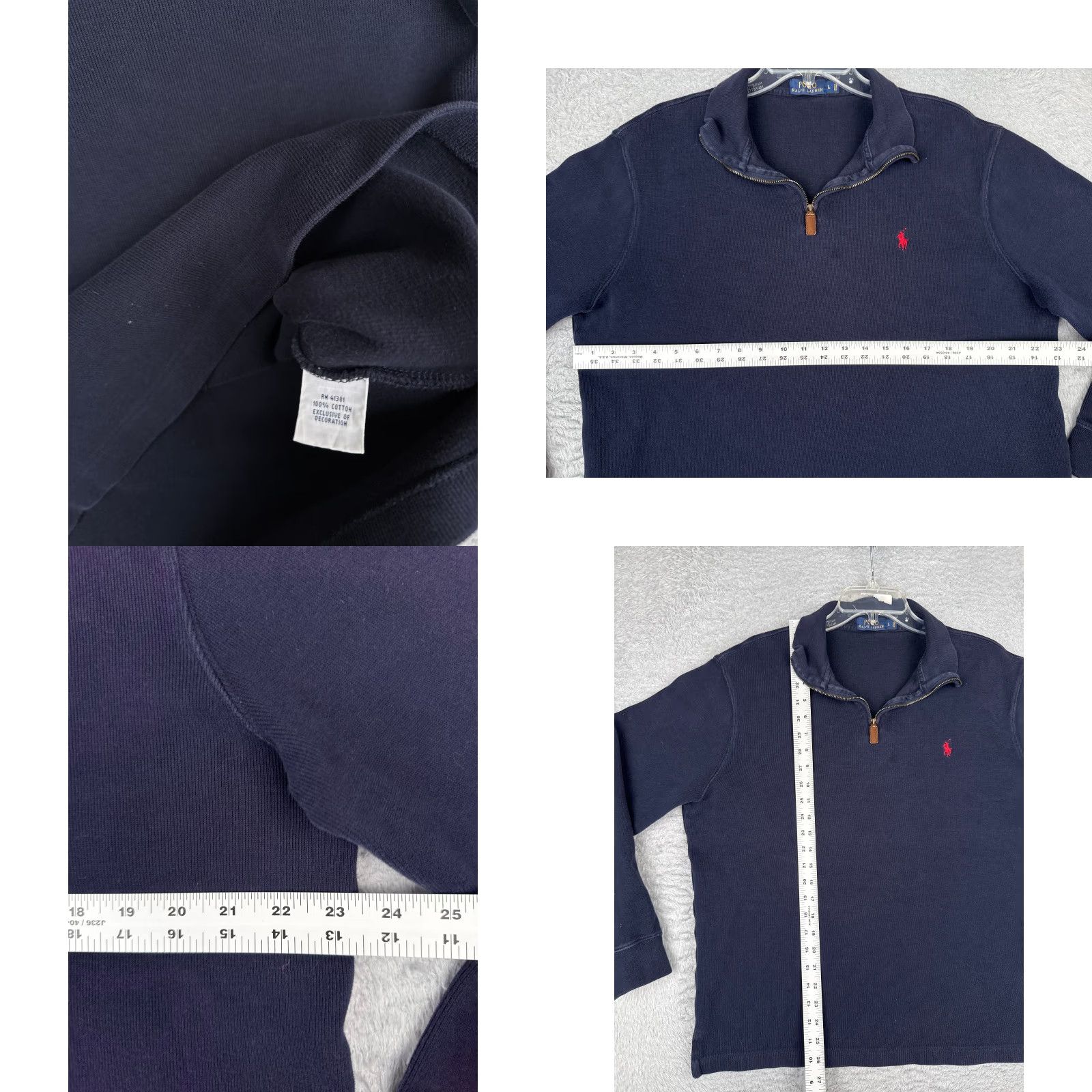 Polo Ralph Lauren Polo Ralph Lauren Sweater Men L Blue Mock 1/4 Zip Cotton Long Sleeve Pullover Logo Embroidered Knit Casual Business Golf Size US L / EU 52-54 / 3 - 8 Thumbnail