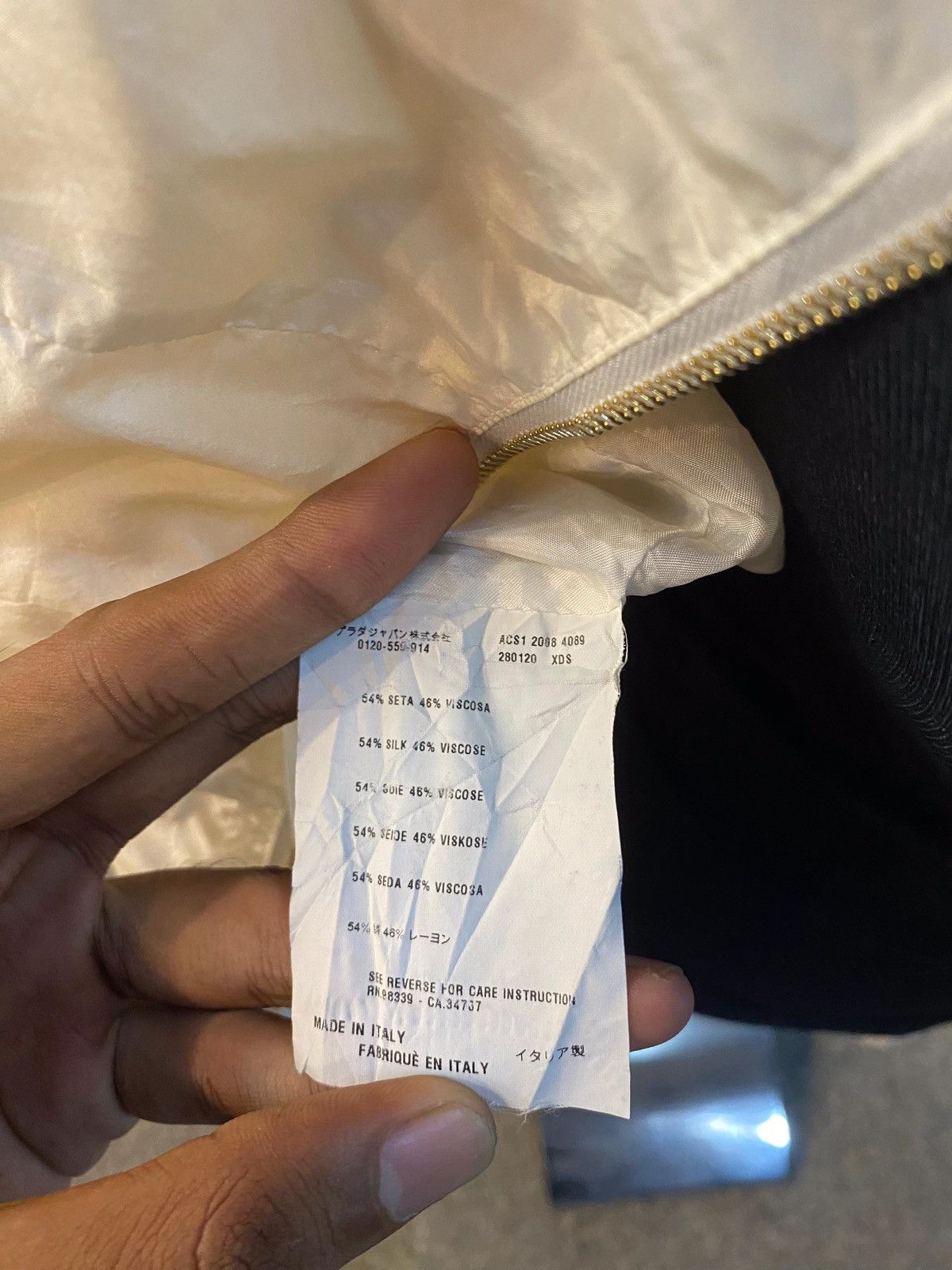 Prada Prada Ivory Silk Blend Bomber Jacket & Gold tone zipper Size XS / US 0-2 / IT 36-38 - 6 Thumbnail