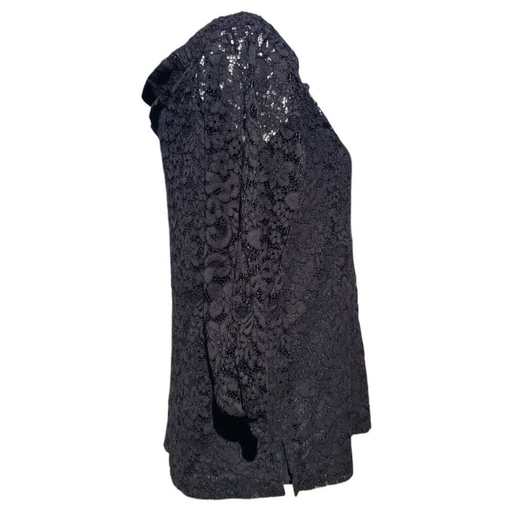 Ann Taylor Ann Taylor Womens 3/4 Length Sleeve Black Lace Blouse Medium Size M / US 6-8 / IT 42-44 - 2 Thumbnail