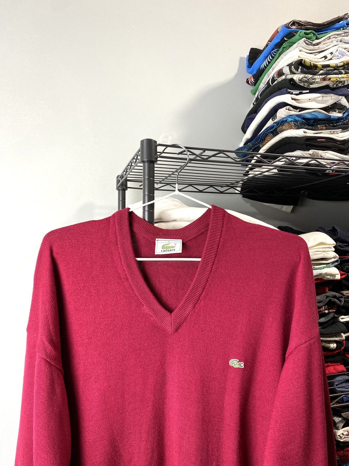 Lacoste 💥90’s Rare! Vintage Lacoste Cardigan Sweater Vneck Knit Size US L / EU 52-54 / 3 - 2 Thumbnail