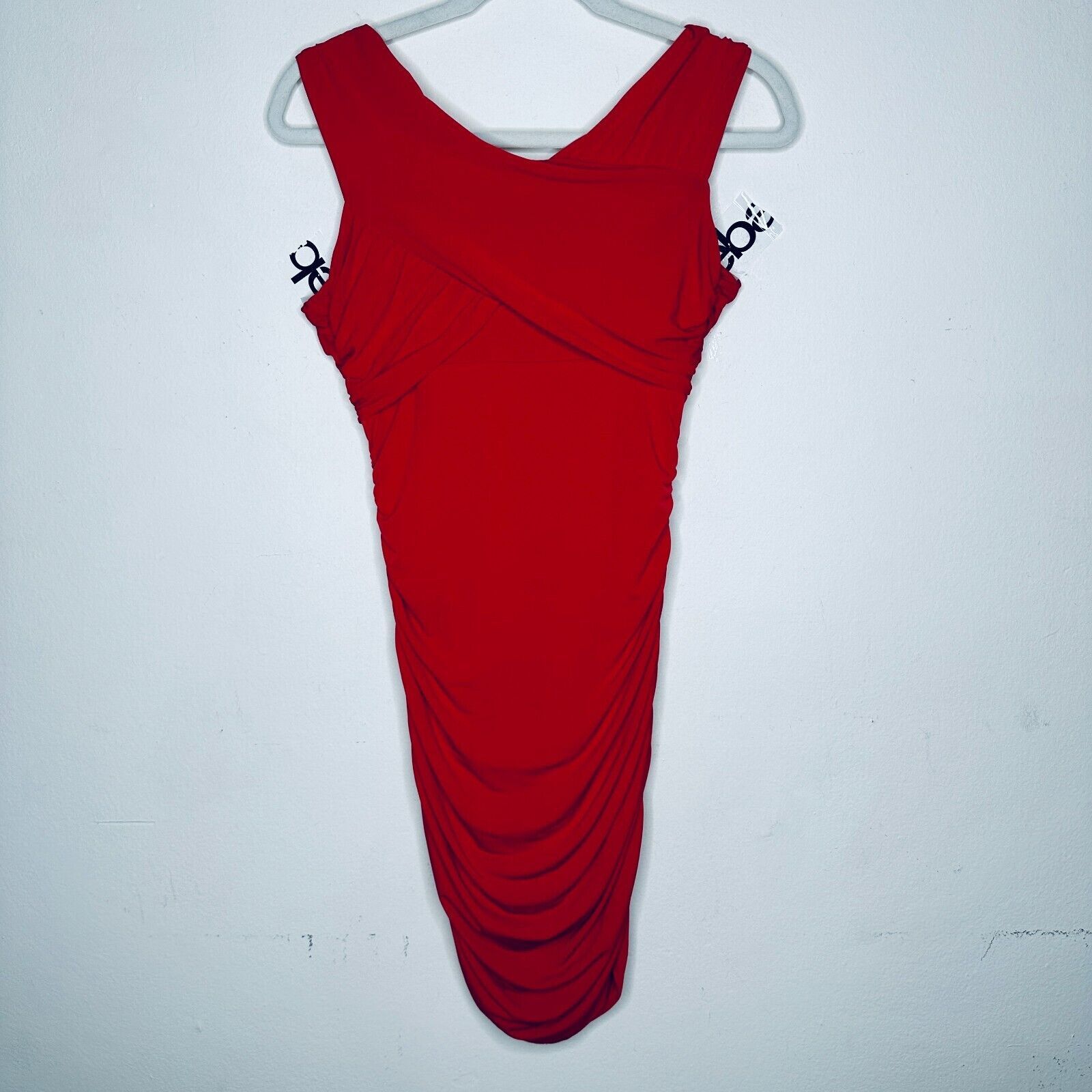 Guess Guess Red Ruched Draped Off-Shoulder Cross Back Mini Dress S Size S / US 4 / IT 40 - 4 Thumbnail