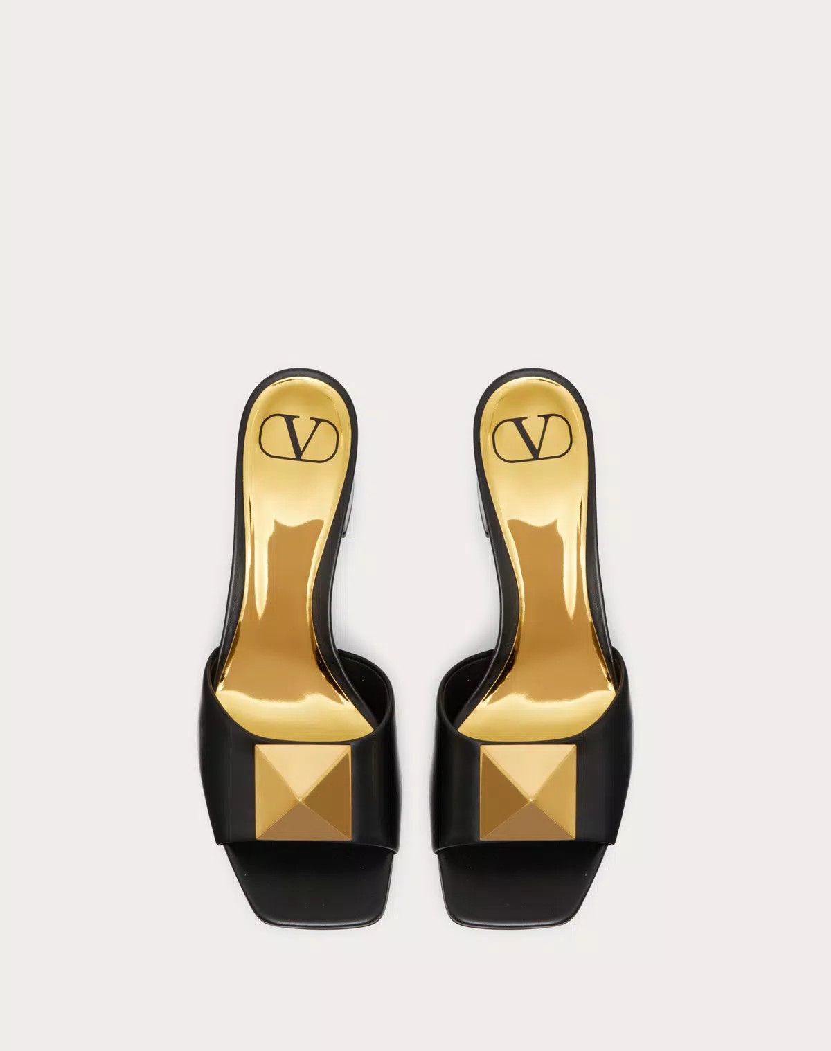 Valentino o1s1wg110625 One Stud Calfskin Slide 60 Mm in Black Size US 5.5 / IT 35.5 - 4 Thumbnail
