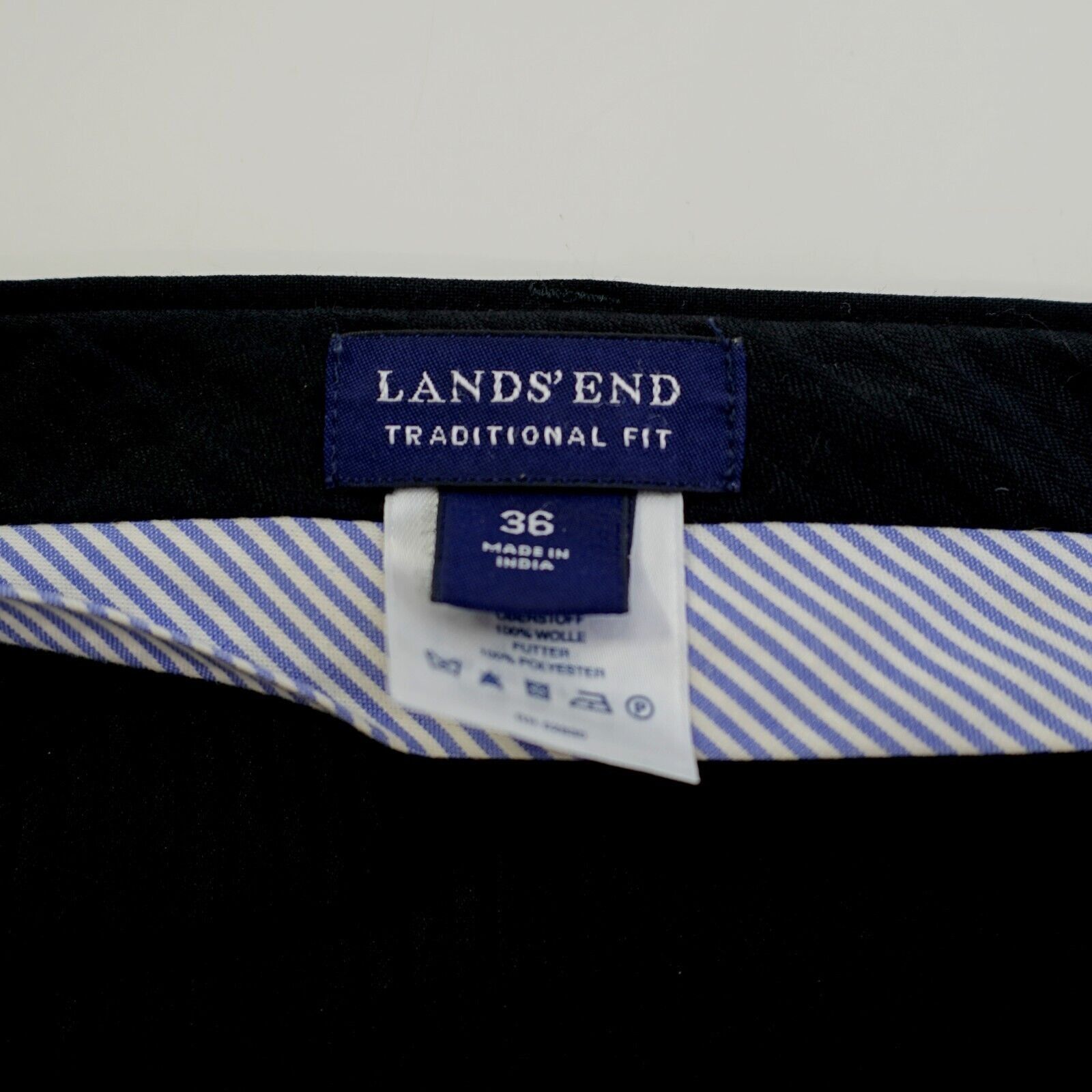 Lands' End Land's End Black Wool 36/34 Dress Pants High Rise Pleated Cu Size 36R - 7 Thumbnail