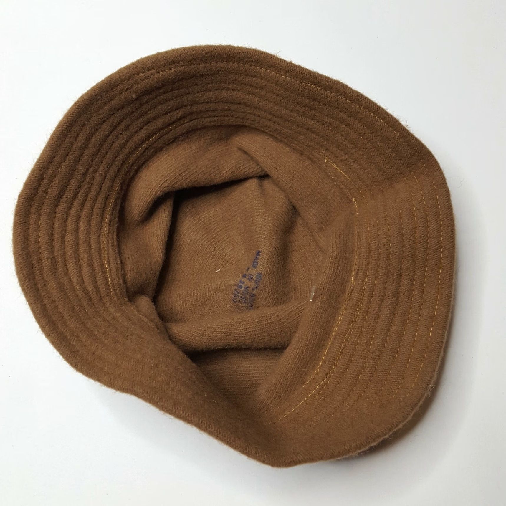 FELT Vintage 80s Wool Beige Felt Hat Womens Bucket M Cap Winter Crusher Warm Brown Brand HaT Vintage Yes Wool 100% Felt Size ONE SIZE - 6 Thumbnail