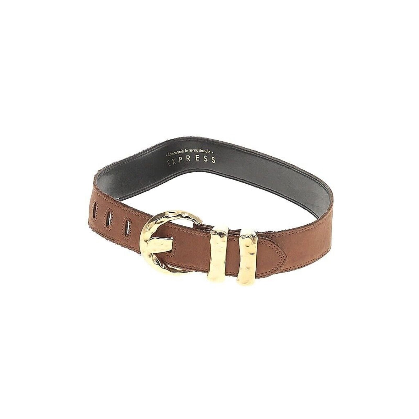 Express VTG Express Brown Suede Gold Detail Belt Small Size ONE SIZE - 1 Thumbnail