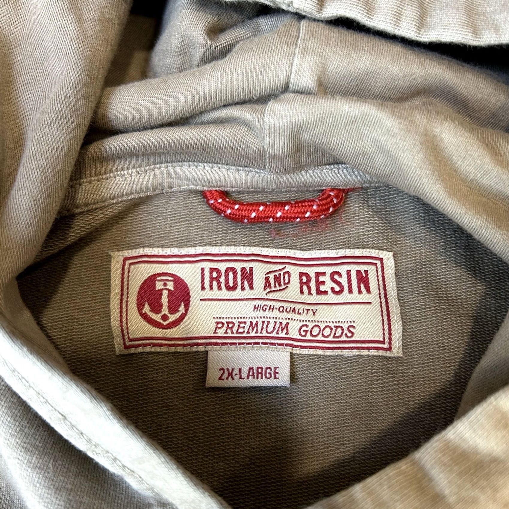 Vintage Iron & Resin Hoodie Long Sleeve Men’s 2XL Tan Solid Hooded Pocket Lightweight Pullover Casual Active Size US XXL / EU 58 / 5 - 5 Thumbnail