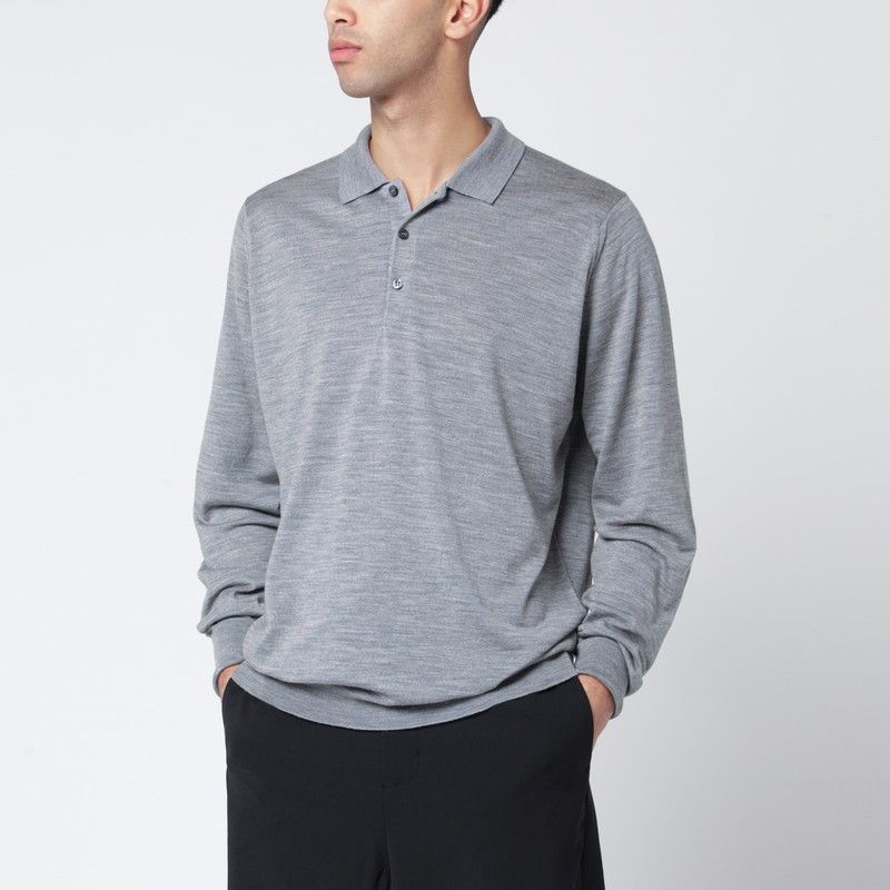 John Smedley John Smedley Light Grey Wool Polo Shirt Size US XXL / EU 58 / 5 - 1 Thumbnail