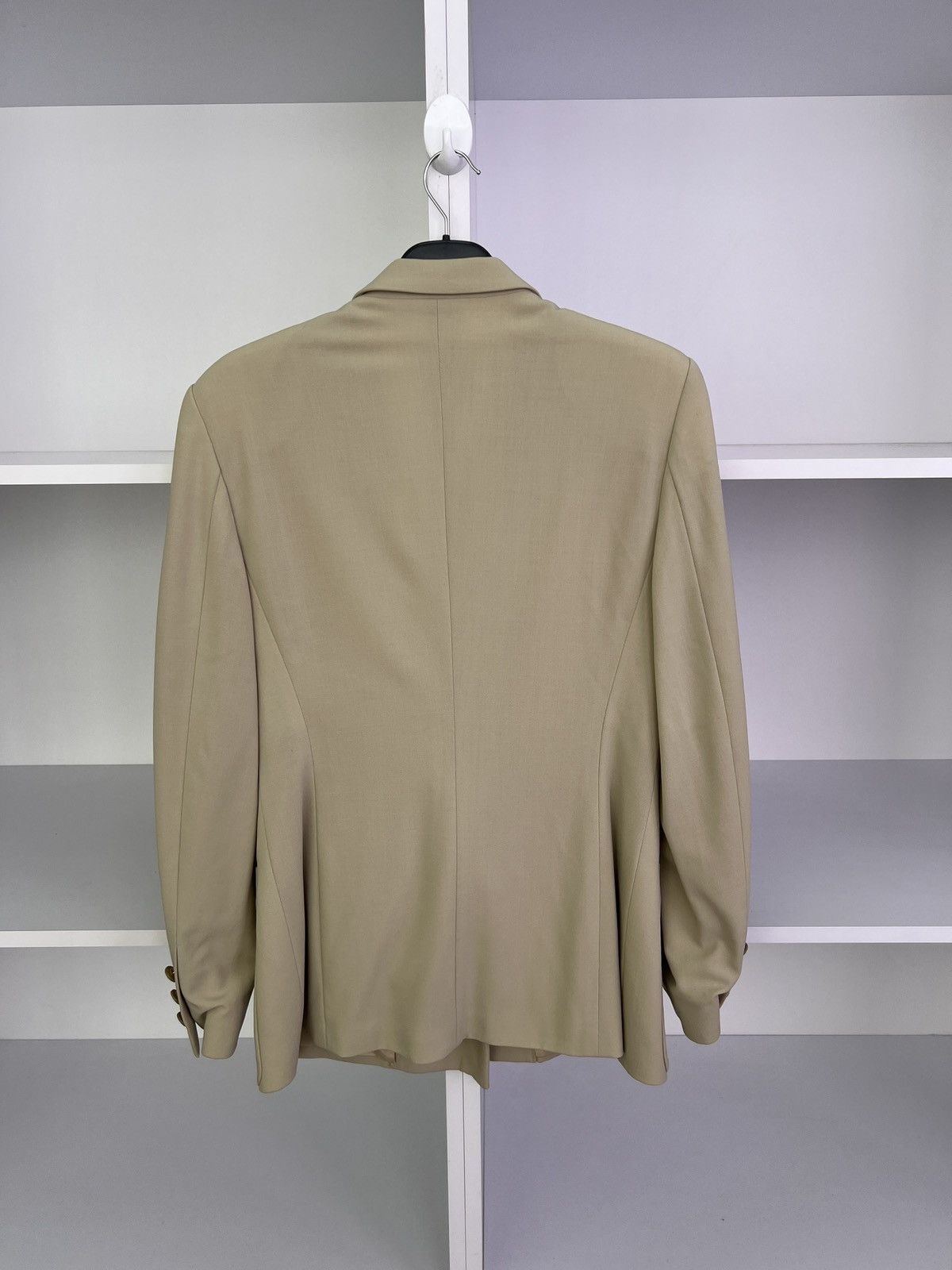 Designer × Escada × Vintage Vintage ESCADA Women's Beige Wool Blazer Jacket Size S / US 4 / IT 40 - 16 Thumbnail